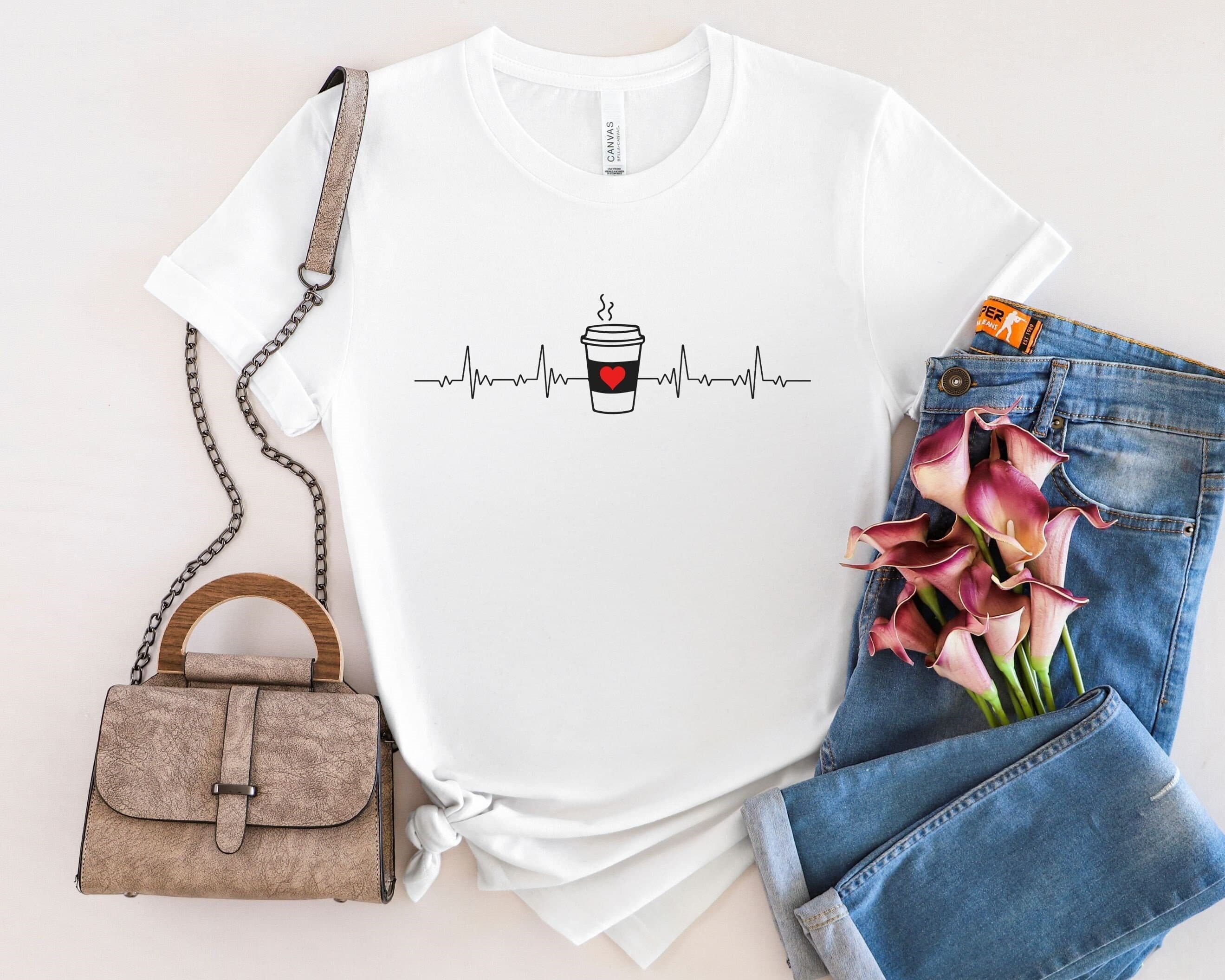 Coffee Heartbeat Graphic Tee, Coffee Lover Gift