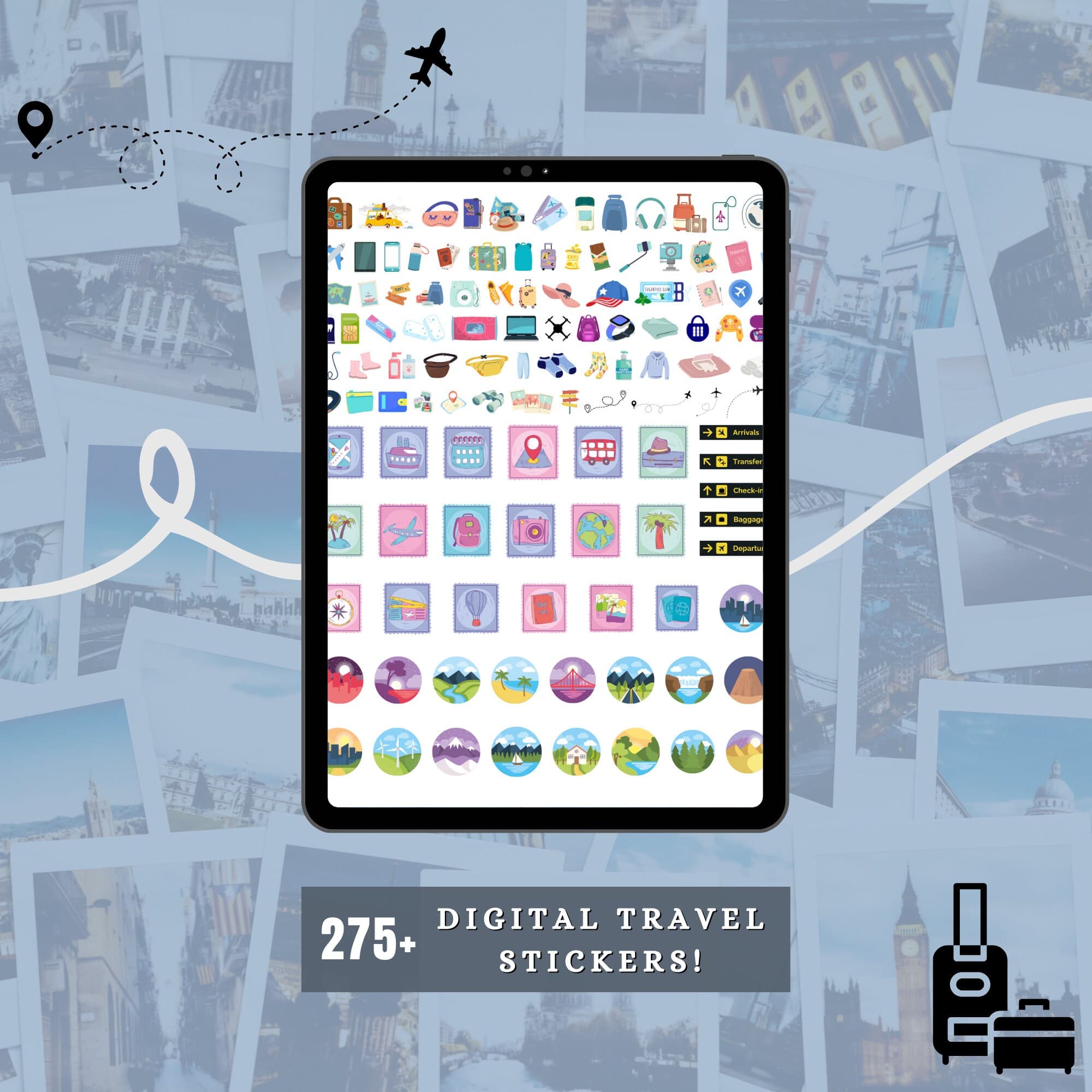 Travel Planner Digital Stickers Bundle for GoodNotes (275+)