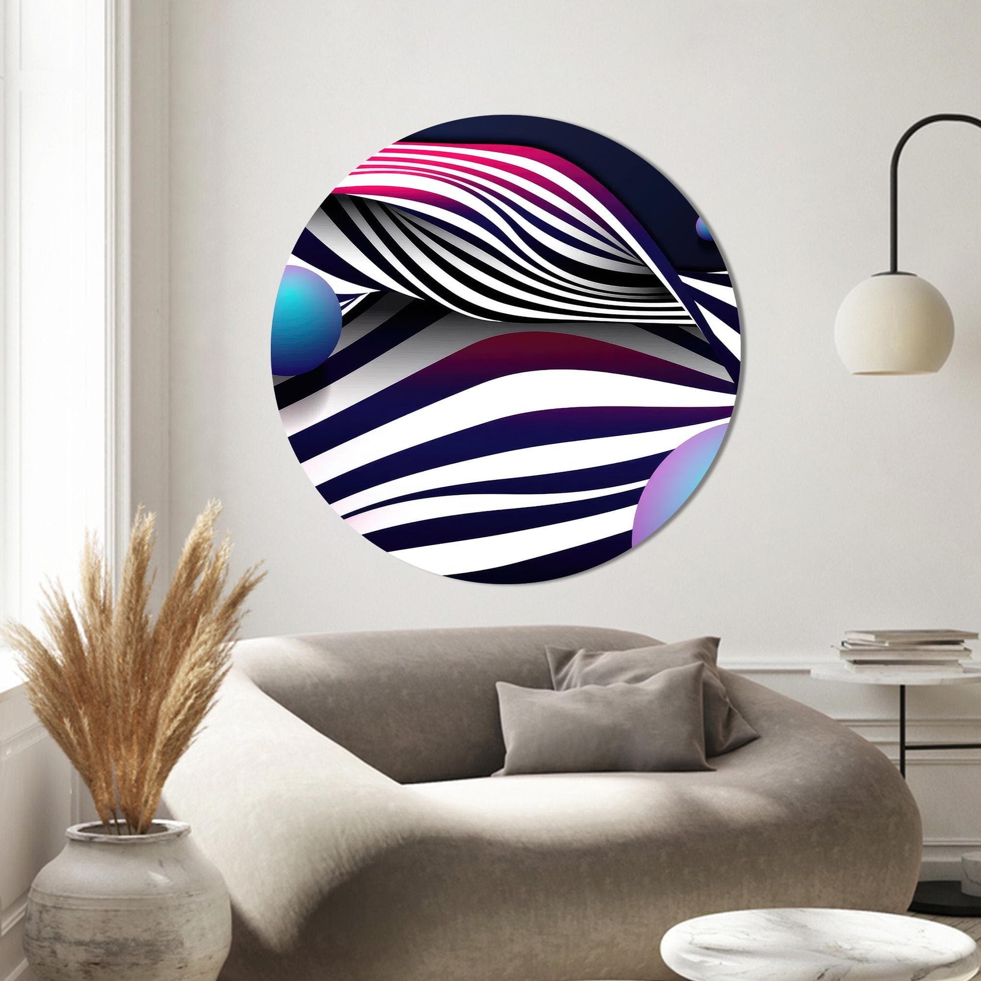 Modern Abstract Glass Wall Art: Black, White & Blue Lines Decor - image 5