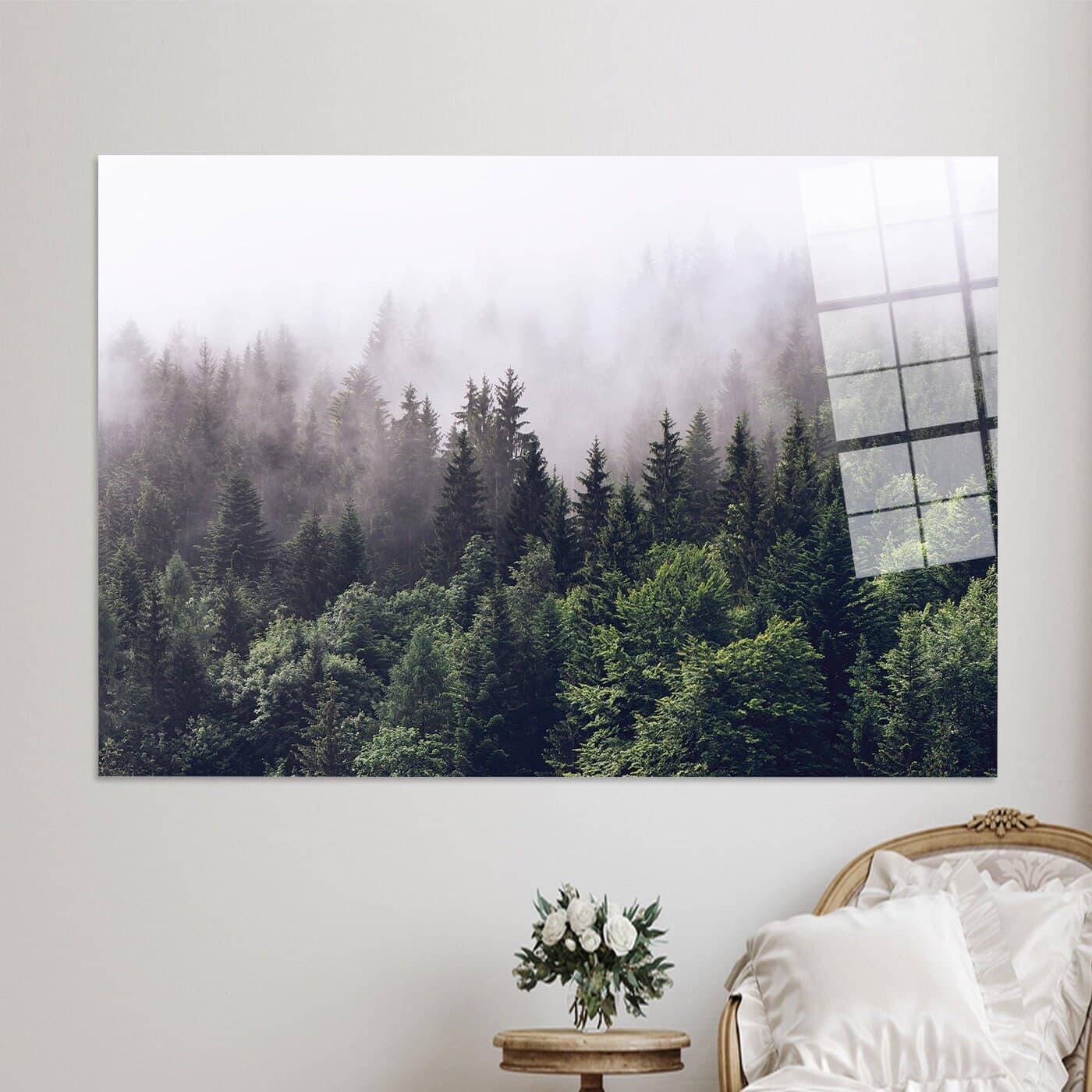 Misty Forest Glass Wall Art: Landscape Mountain View - image 4