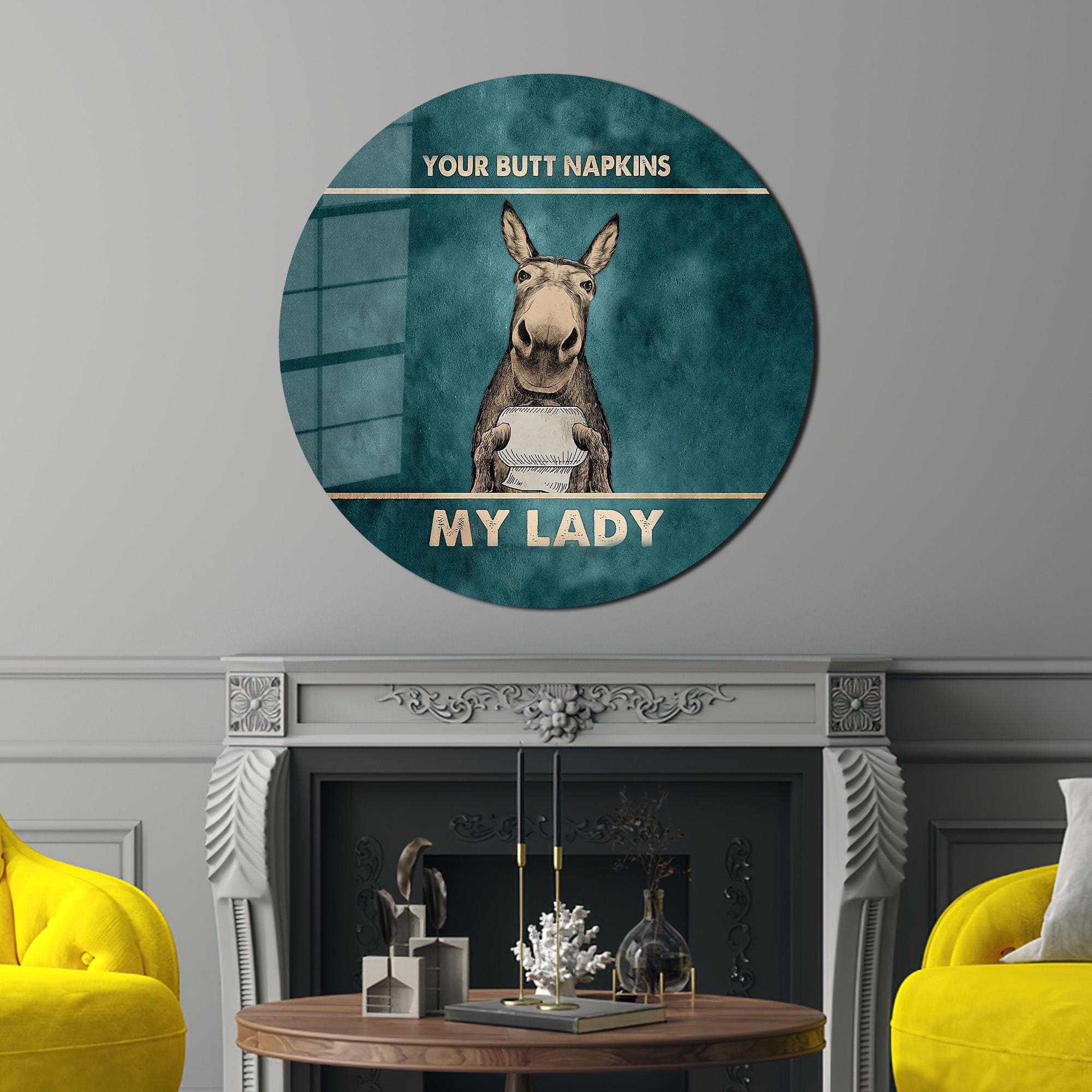 Donkey "Butt Napkins My Lady" Bathroom Canvas Art Print - image 4