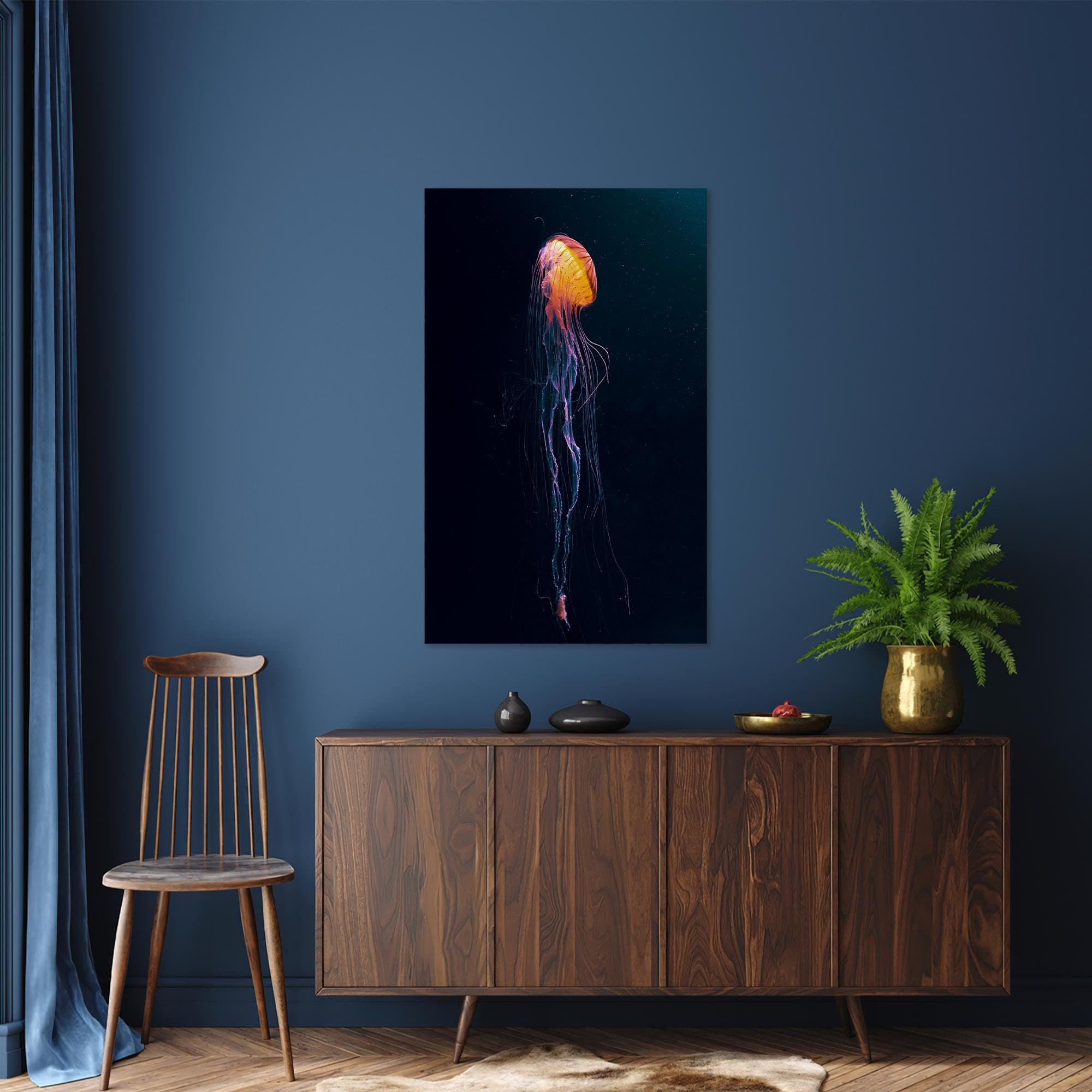 Jellyfish Canvas Print: Modern Underwater Glass Wall Art