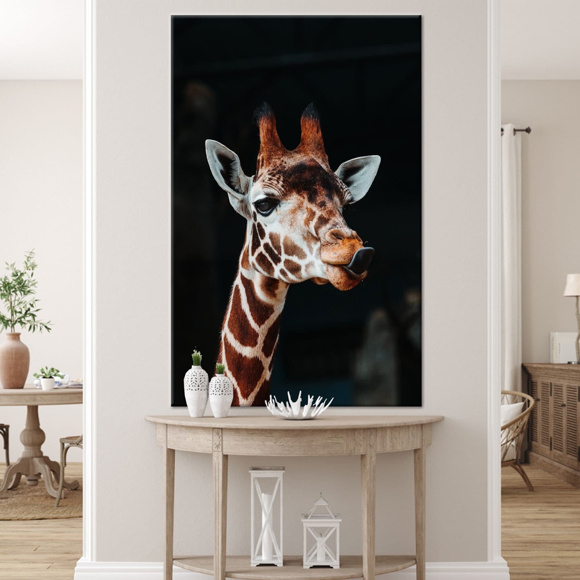 Giraffe Canvas Print: Animal Wall Art, Nature Landscape