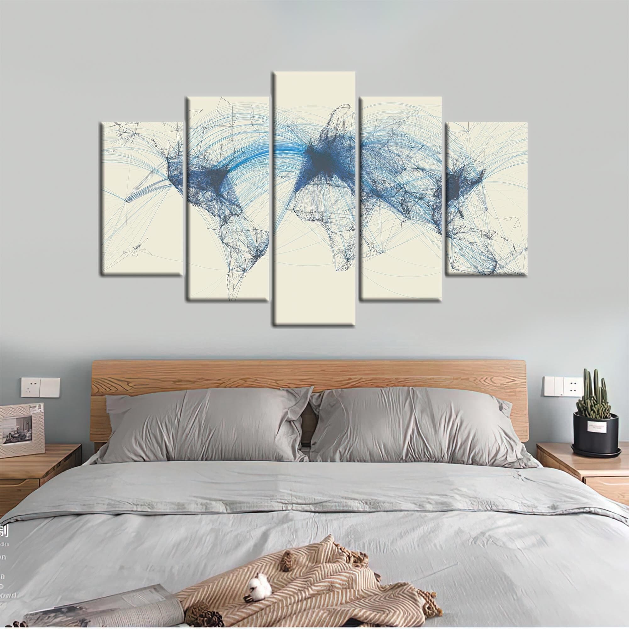 Air Traffic World Map Canvas Print: 3D Aviation Art, Office Decor
