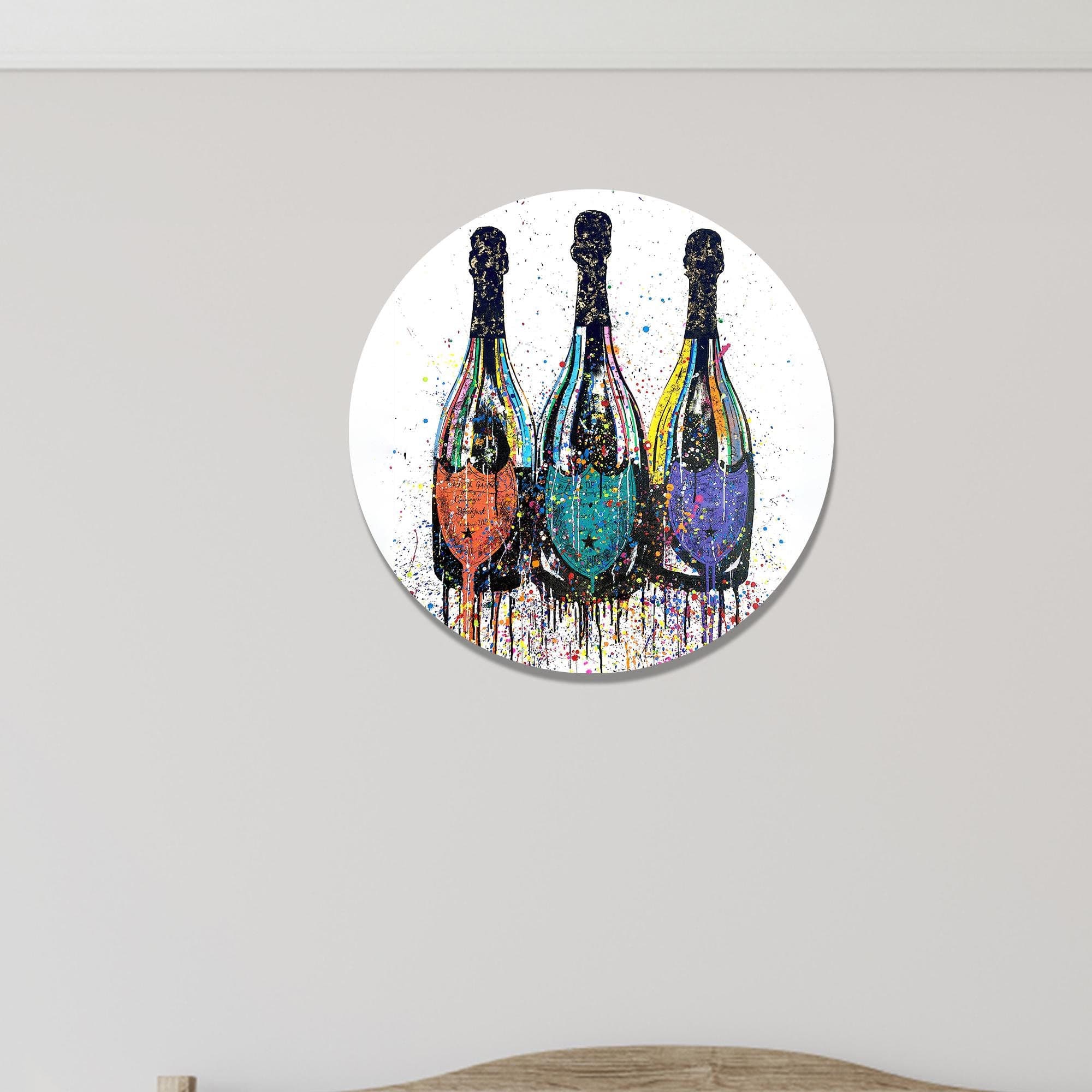 Champagne Bottles Canvas Print: Modern Glass Wall Art