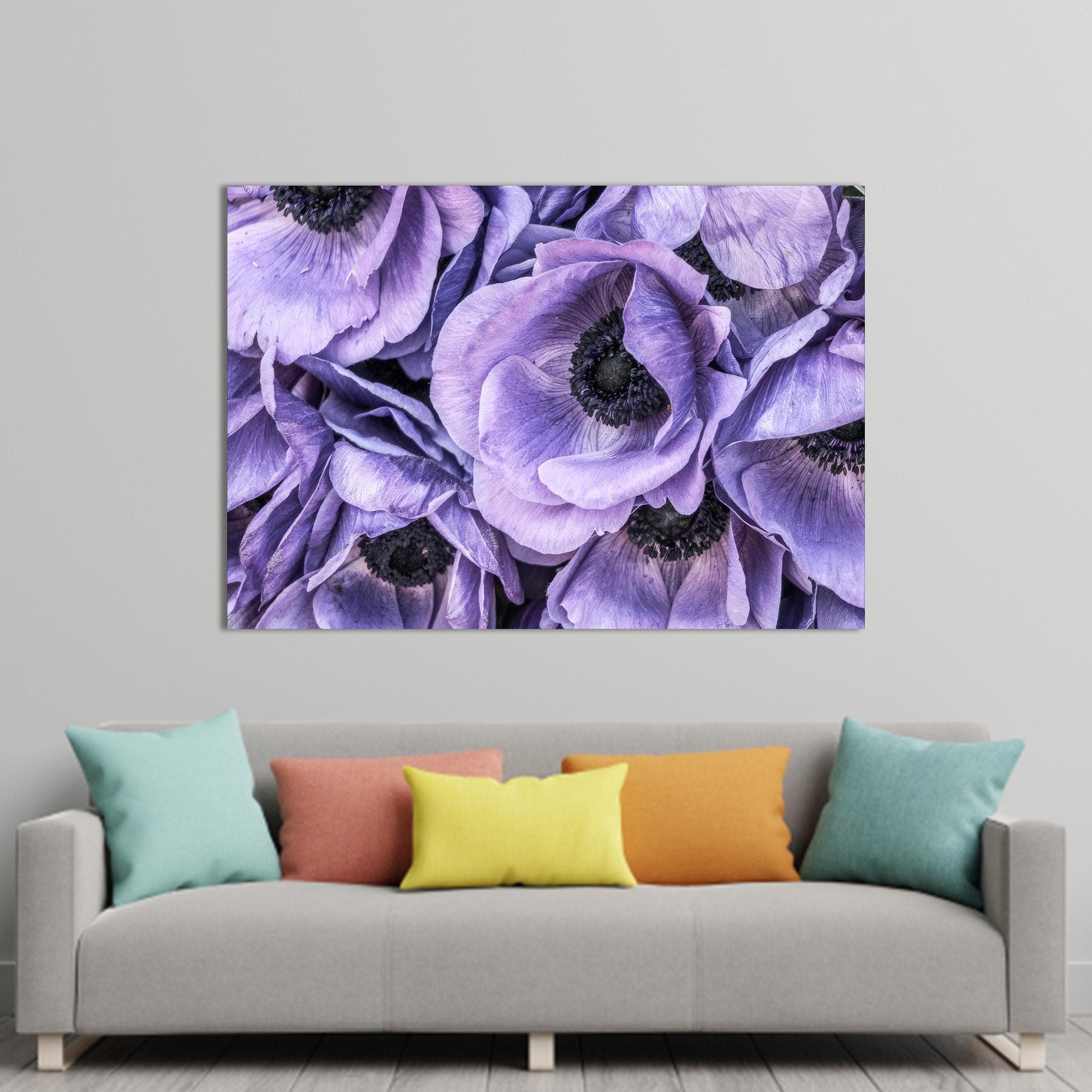 Anemone Flower Glass Wall Art: Purple Floral Decor - image 3