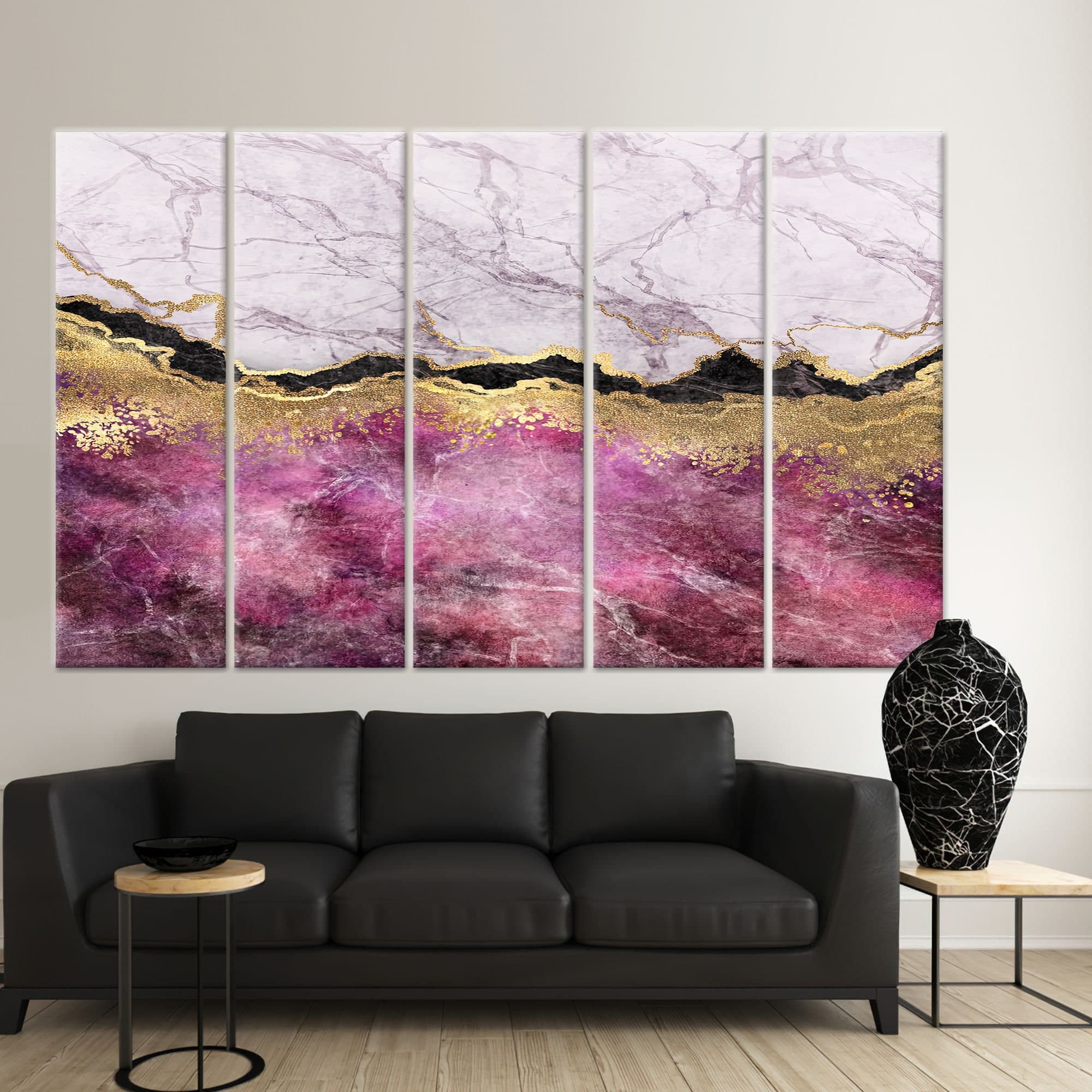 Pink Marble Canvas Print: Gold Accent Wall Art - image 5