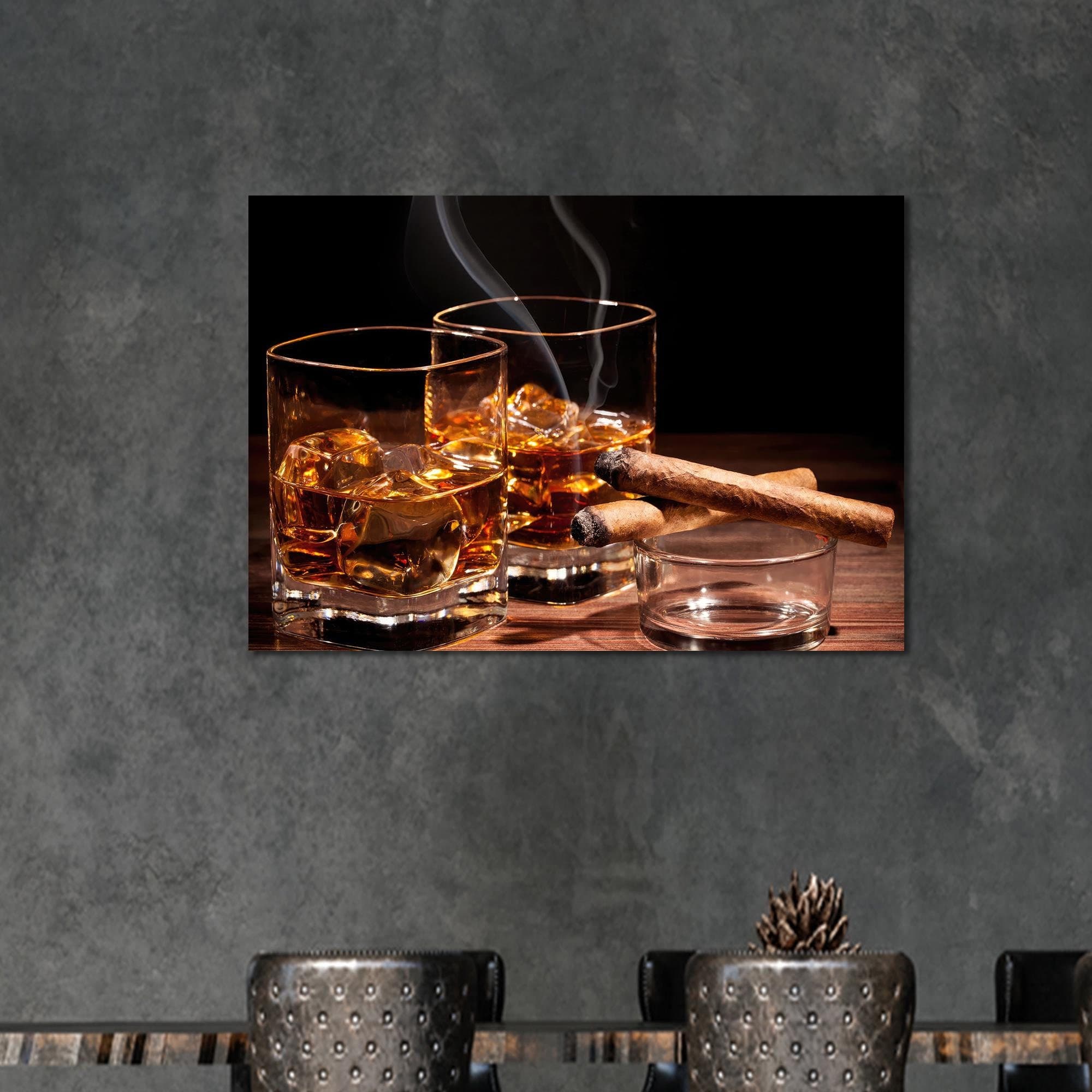 Bar Glass Wall Art, Cigar Glass Wall Art, Whiskey Tempered Glass, Modern Tempered Glass, Glass Custom For Art, Gift For Her,