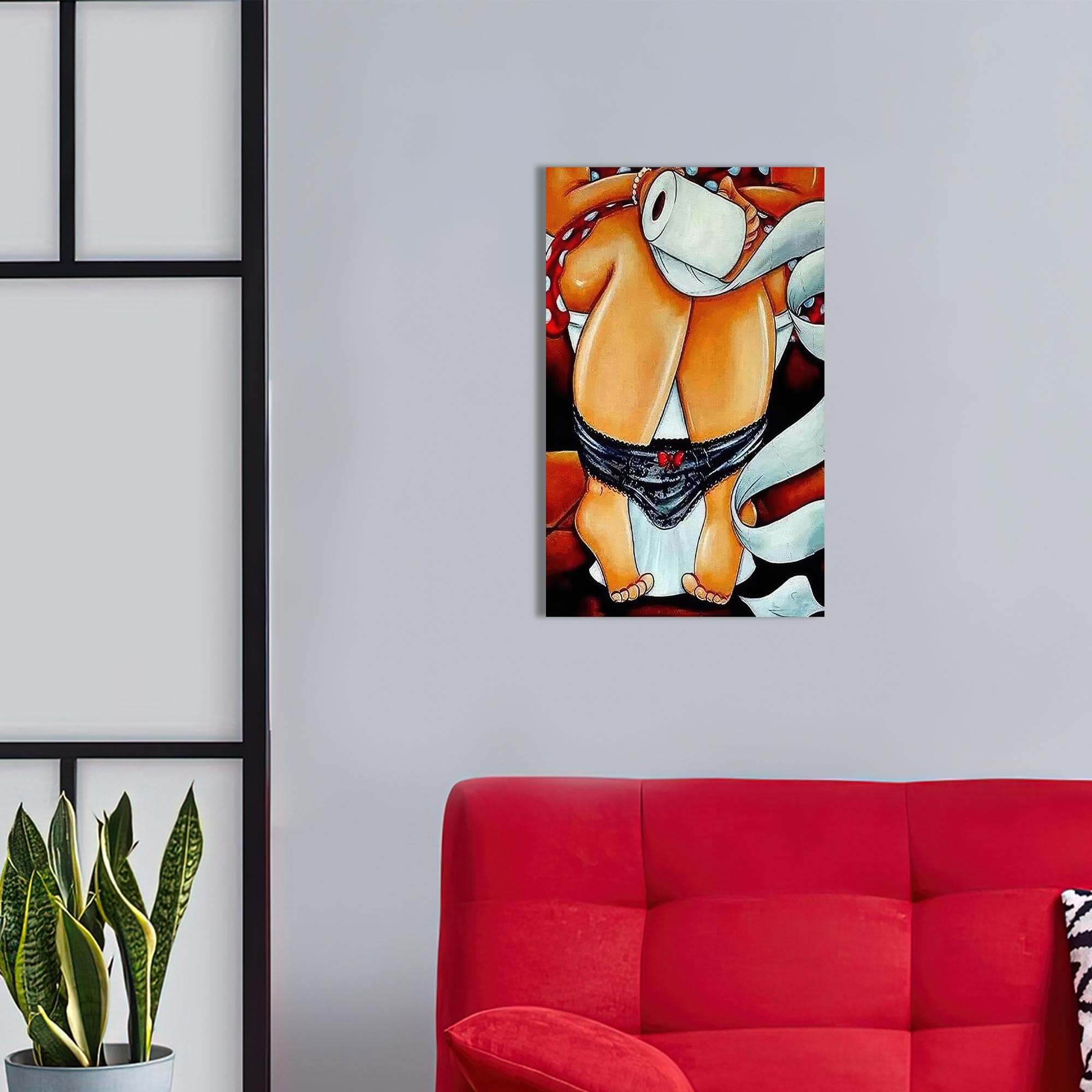 Girl on Toilet Canvas Art: Modern Bathroom Wall Decor - image 3