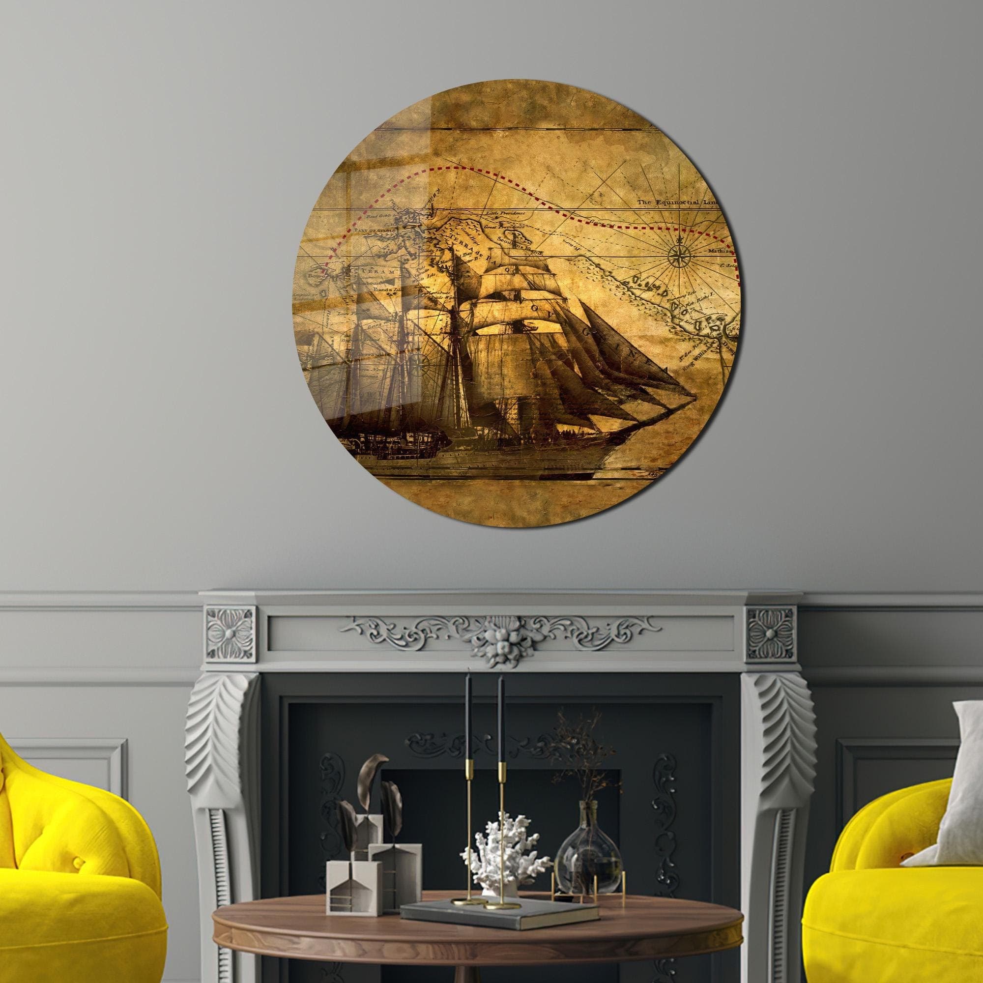 Pirate Treasure Map Canvas Wall Art: Vintage Ship Decor - image 4