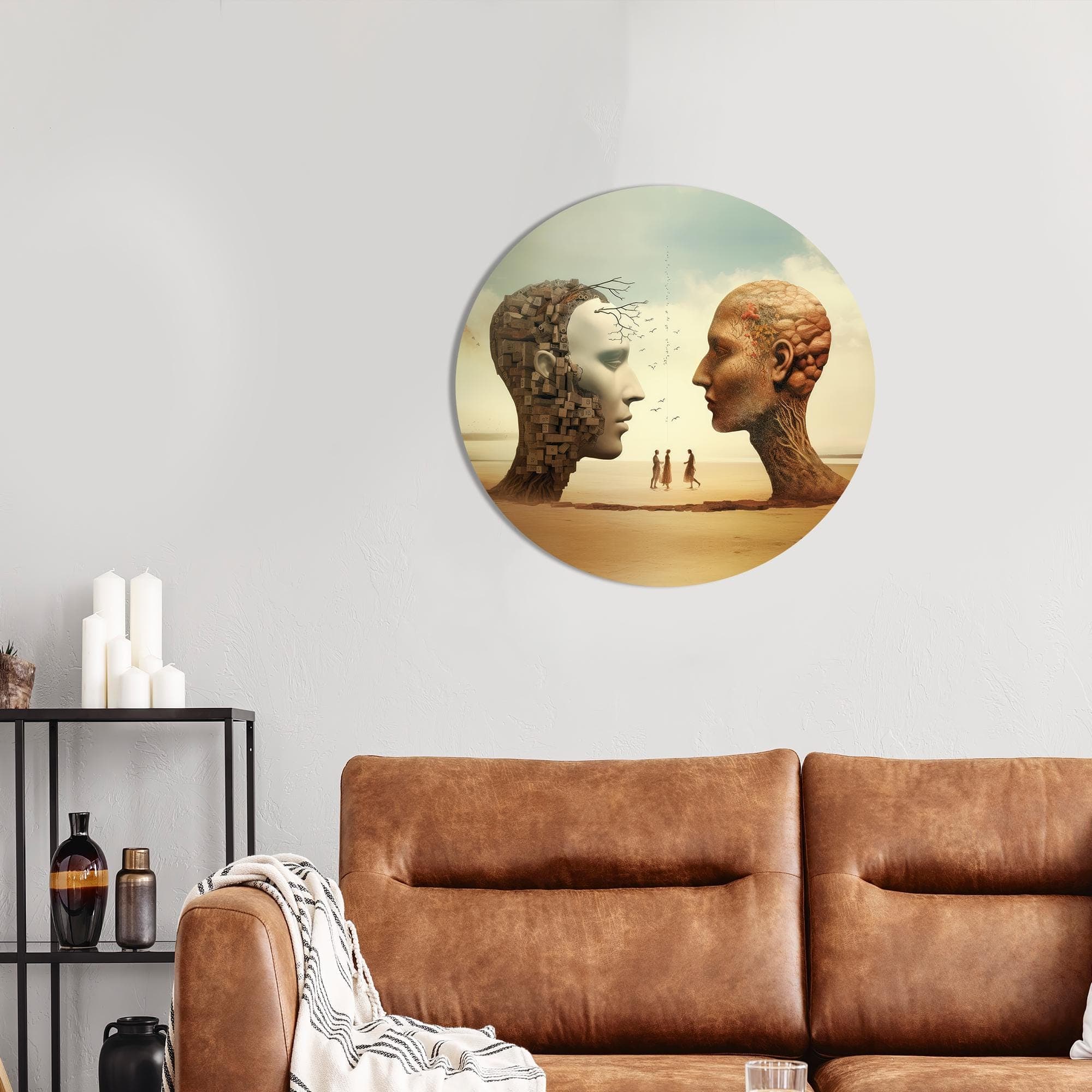 Surreal Heads Canvas Art: Abstract Desert Skull Castles Decor - image 5