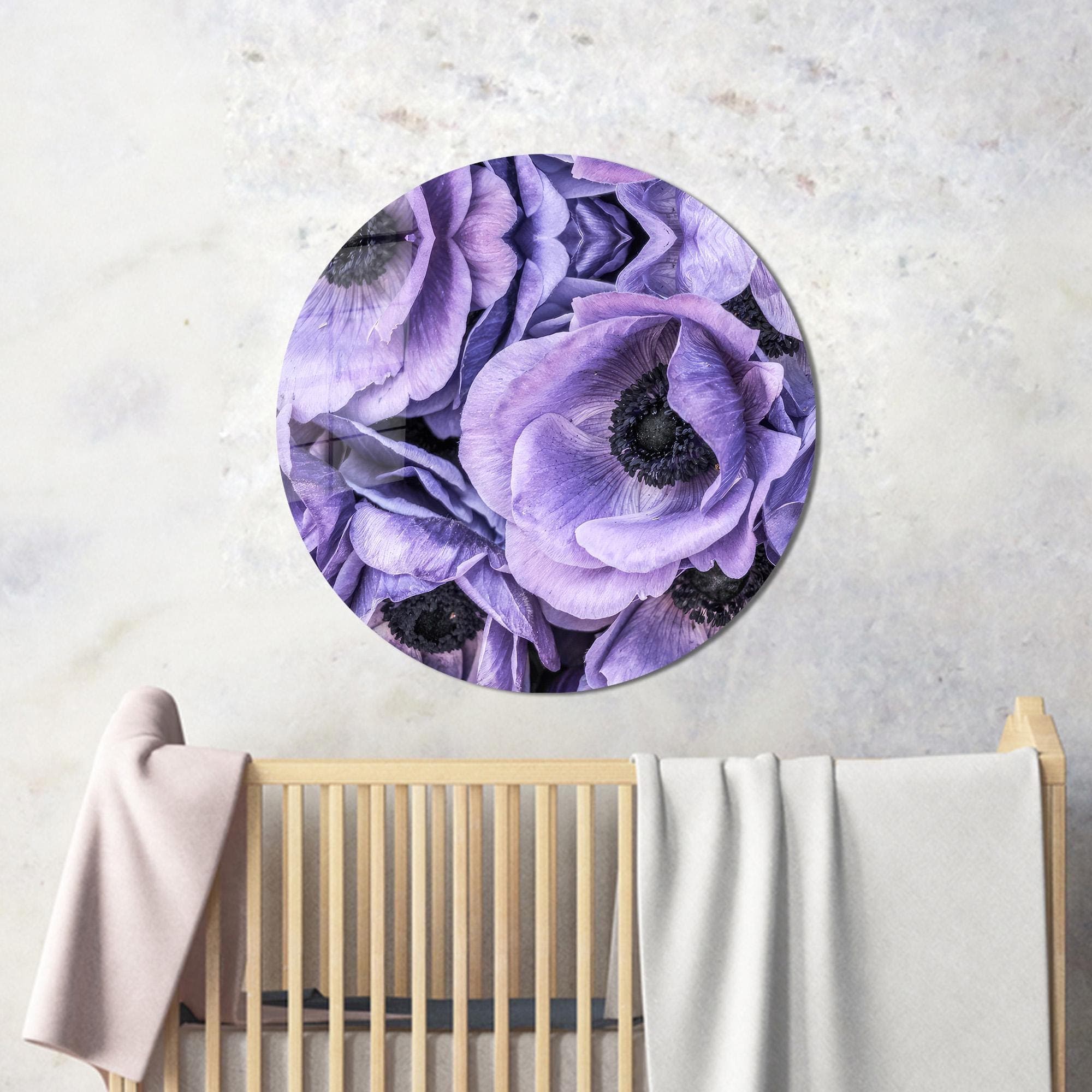 Anemone Flower Glass Wall Art: Purple Floral Decor - image 4