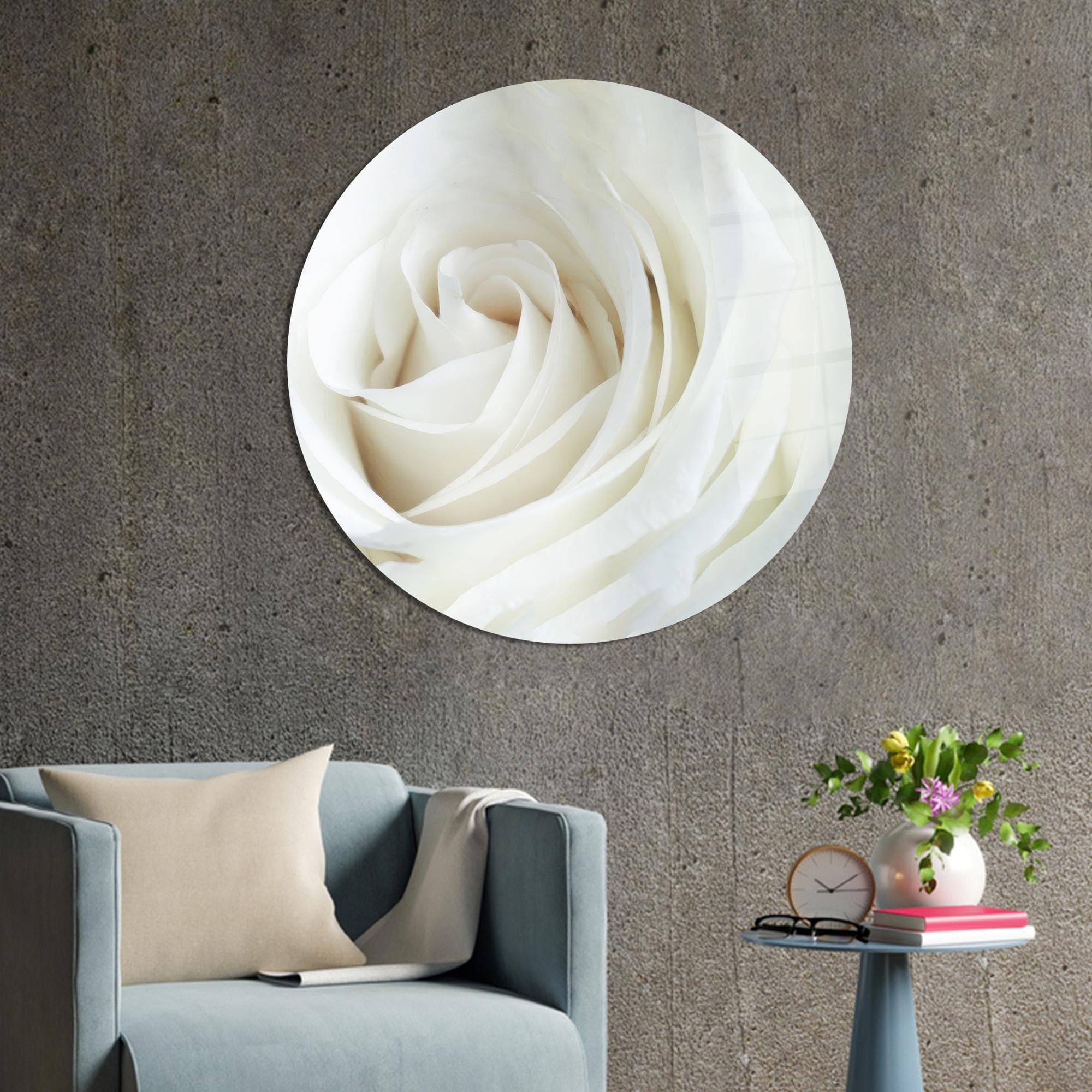 White Rose Tempered Glass Wall Art: Bohemian Home Decor - image 4