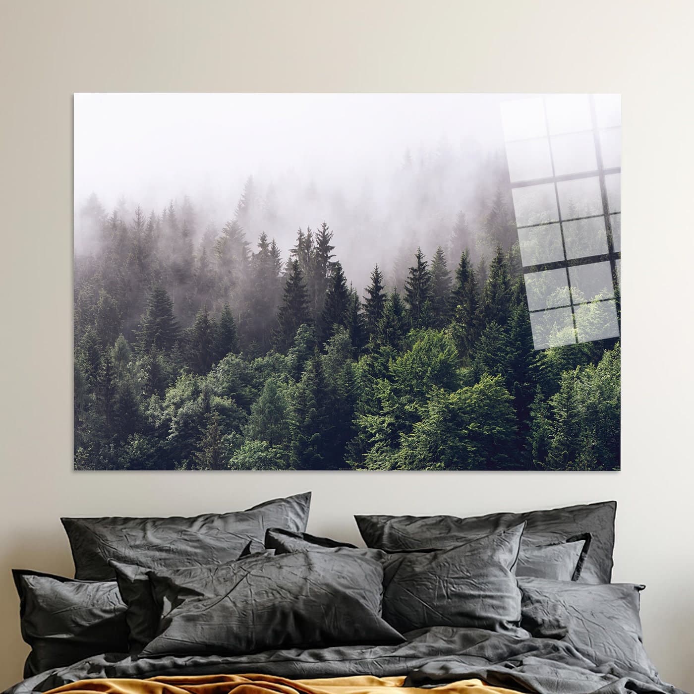 Misty Forest Glass Wall Art: Landscape Mountain View - image 3