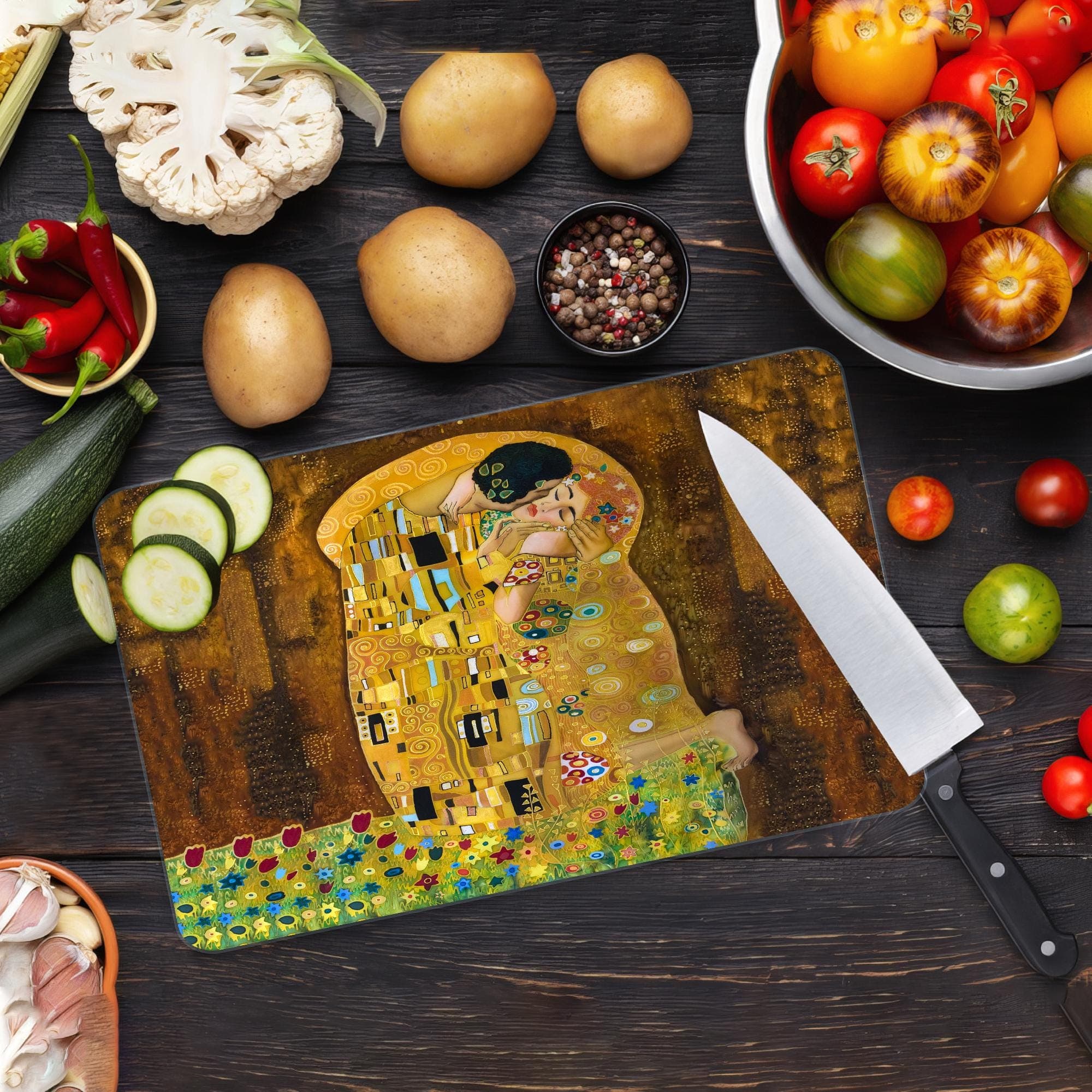 Famous Serving Board,Klimt Chopping Board,Gift for Mom,Office Decor Art,Framed Wall Art,Handmade Gift,Gift For The Home,Gifts,Halloween Decor Art,Christmas Decor Art,Wall Decoration,Boho Wall Decor,Printable Wall Art,