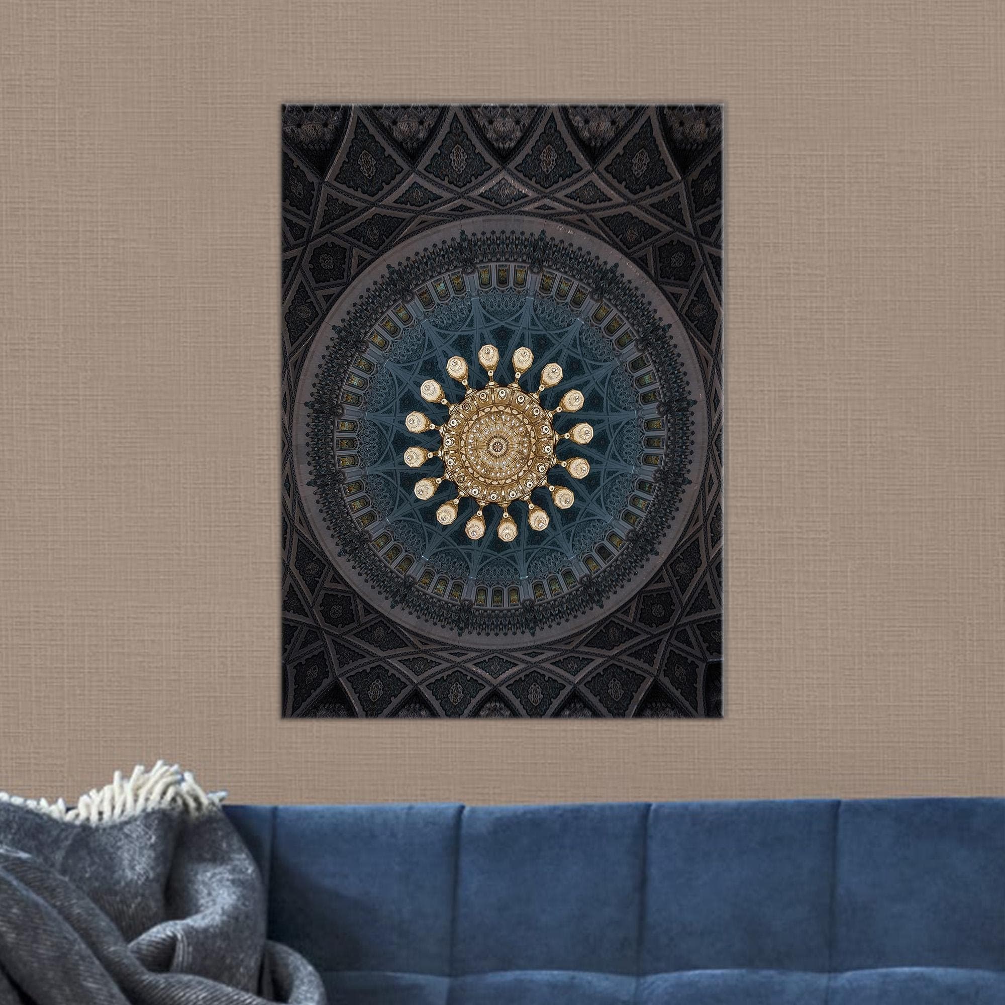 Islamic Architecture Art, Gift For Him, Gold Wall Art, Islamic Art Printed, Islamic Architecture 3D Canvas, Framed Wall Art,