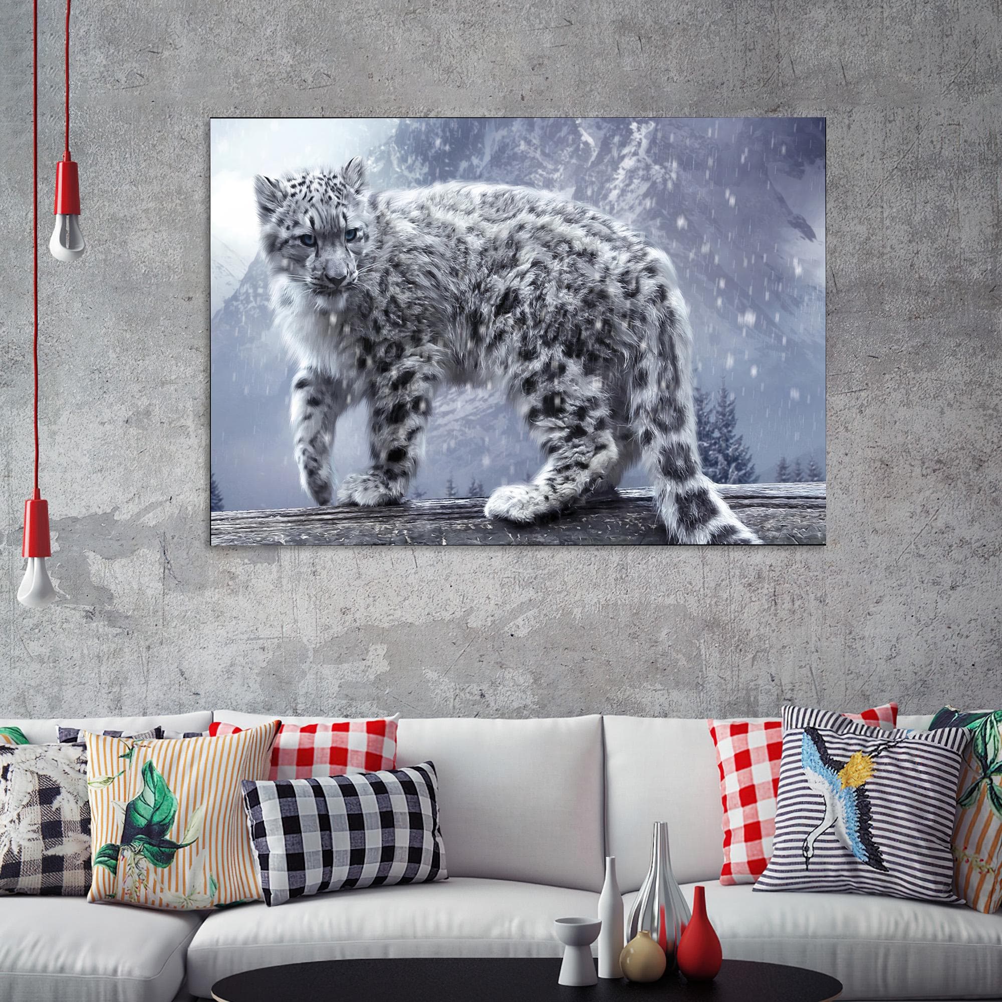 Snow Leopard Glass Wall Art: Winter Animal Print, Modern Decor - image 4