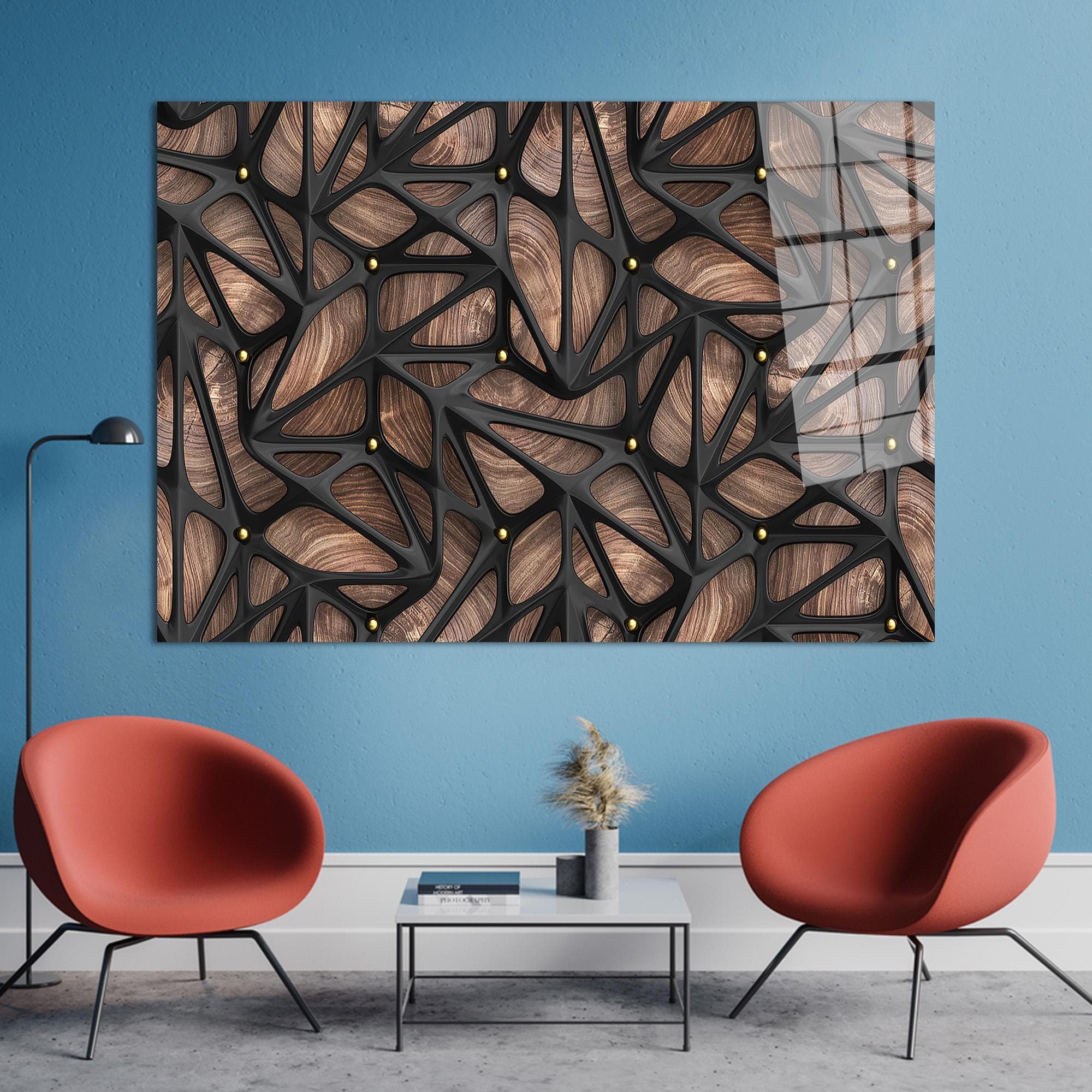 Abstract Wood & Glass Wall Art: Modern 3D Effect Decor - image 3