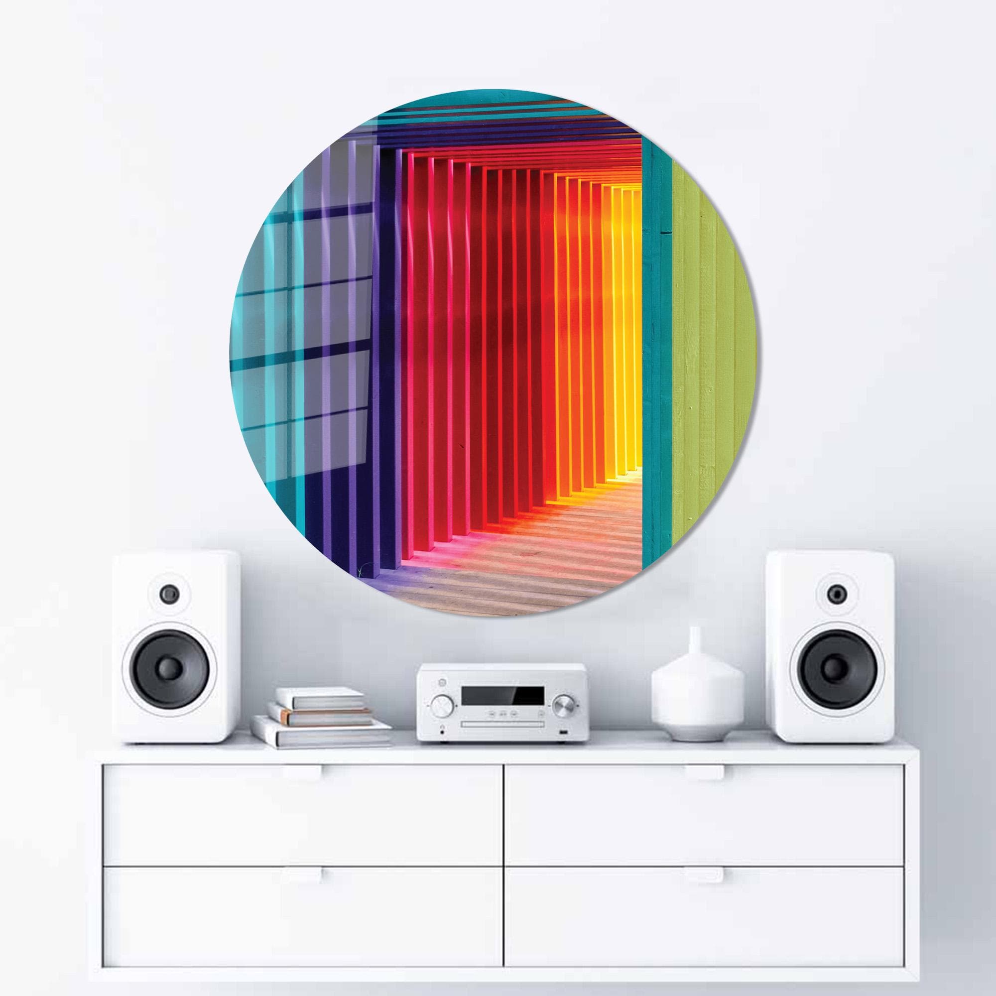 3D Tempered Glass Wall Art: Colorful Abstract Home Decor