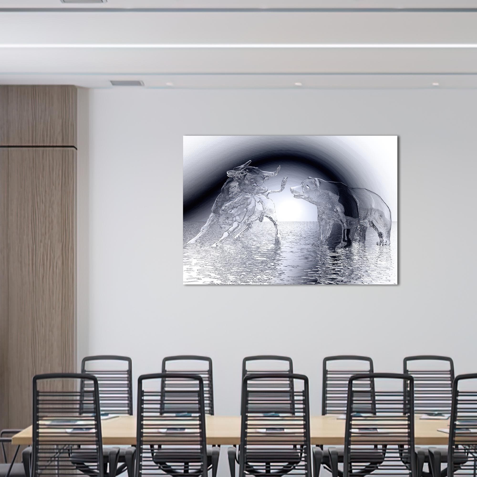 Bull and Bear Glass Wall Art: Modern Abstract Decor - image 4