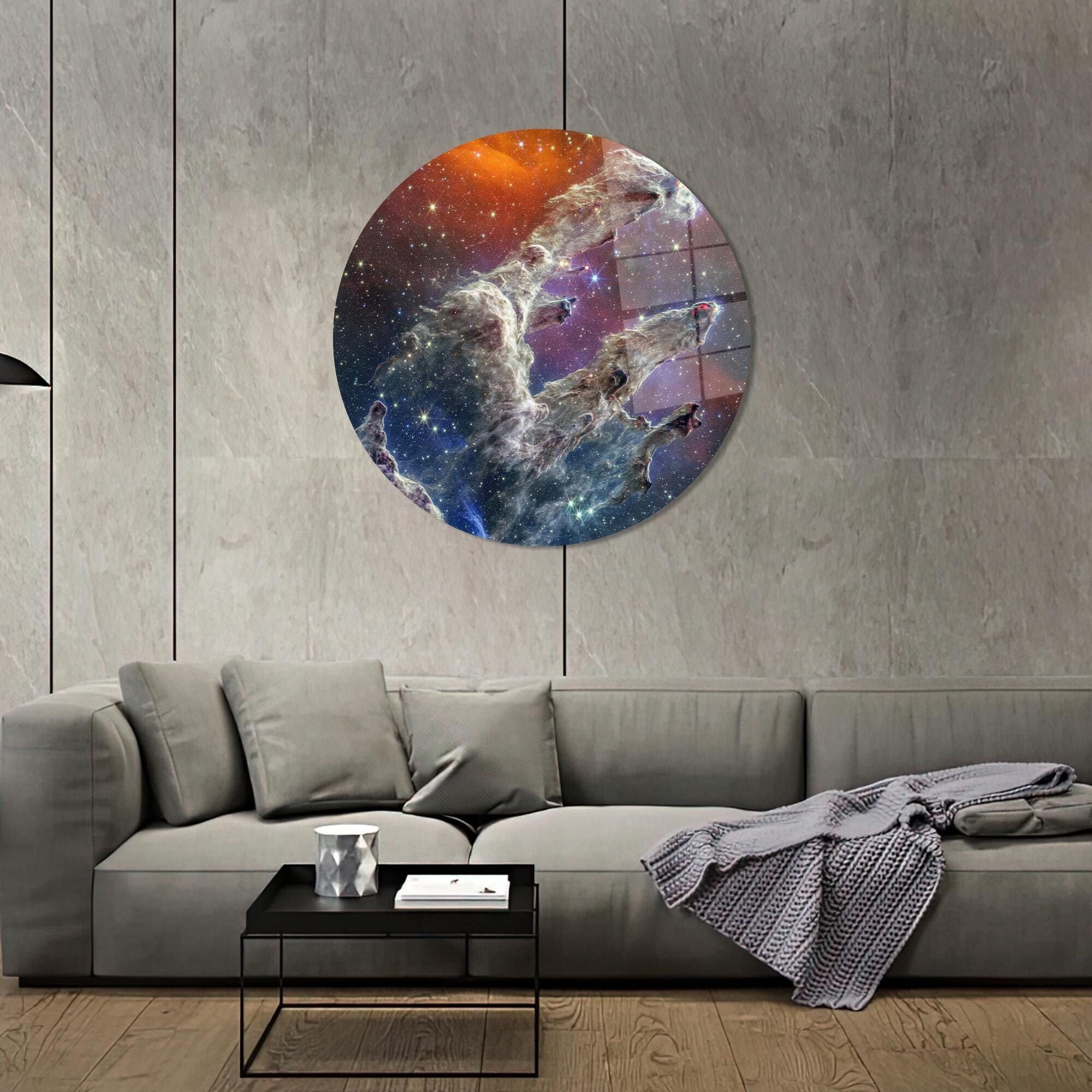Nebula Glass Wall Art: Pillars of Creation, NASA Decor