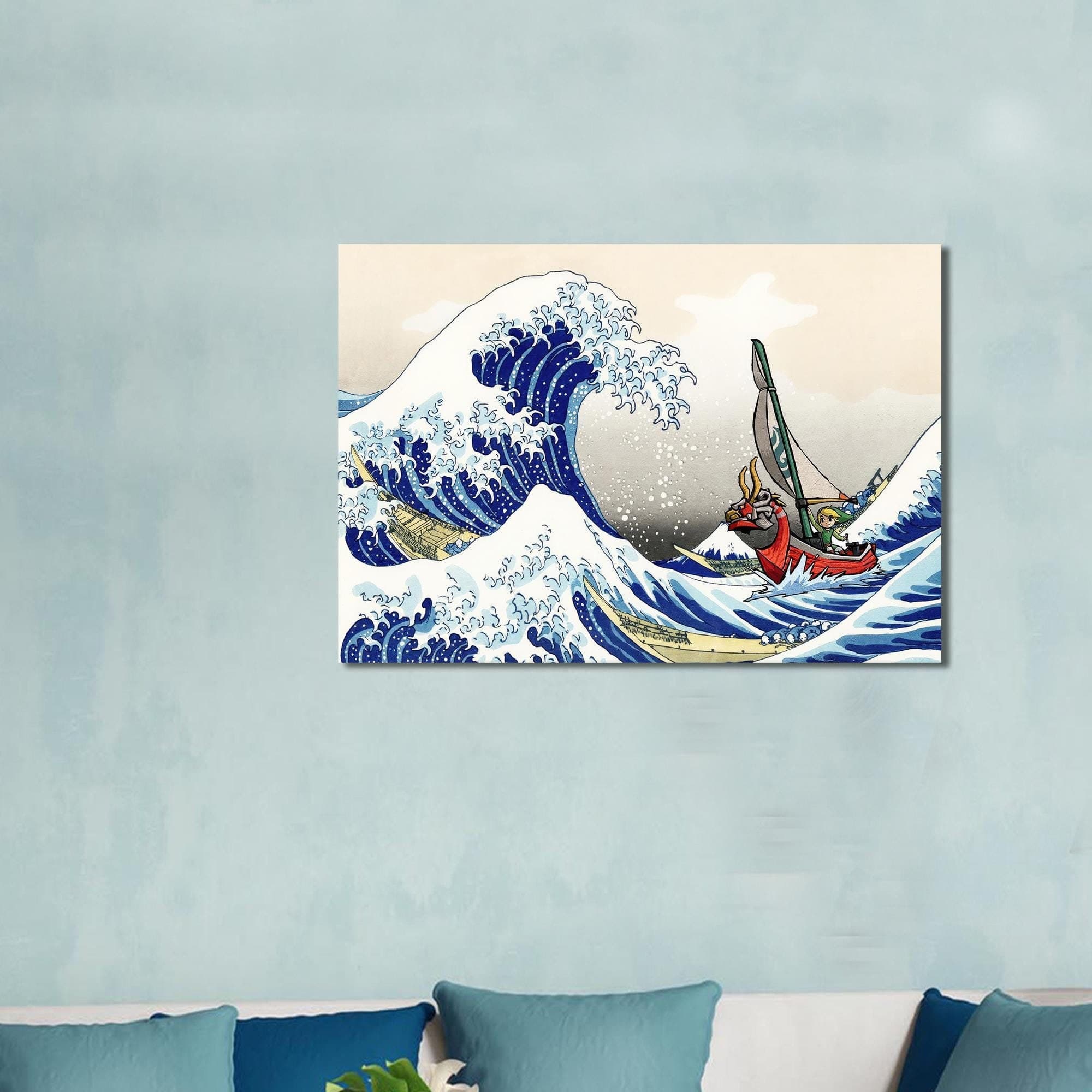 Windwaker Wall Art, The Legend of Zelda Windwaker The Great Wave off Kanagawa Art Decor, The Great Wave Glass Decor, Modern Glass Art,