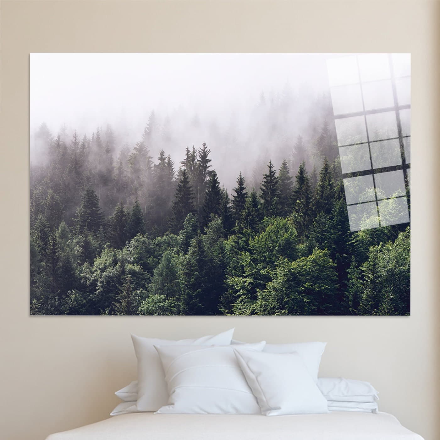 Misty Forest Glass Wall Art: Landscape Mountain View - image 5