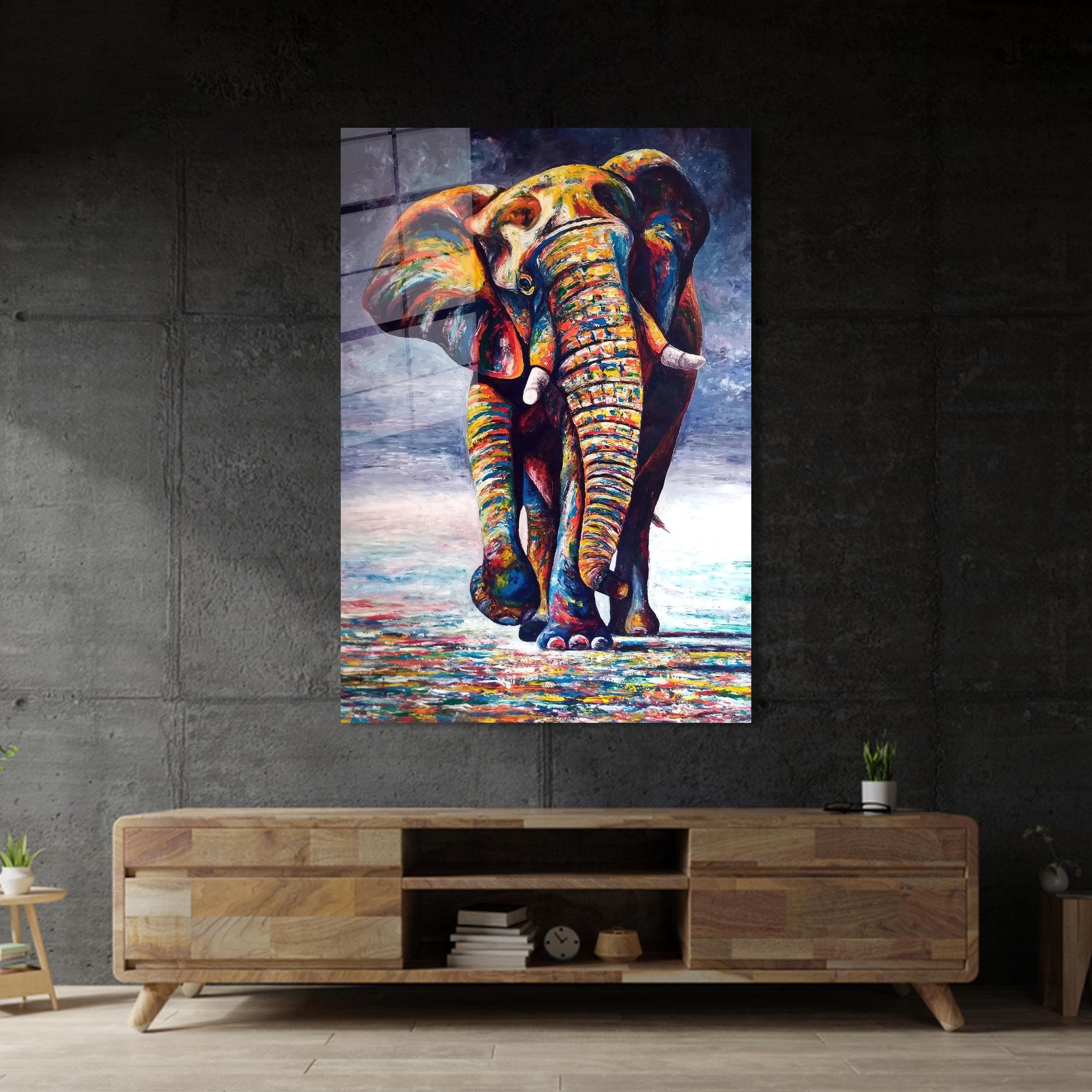 Elephant Canvas Wall Art: African Animal Painting Print