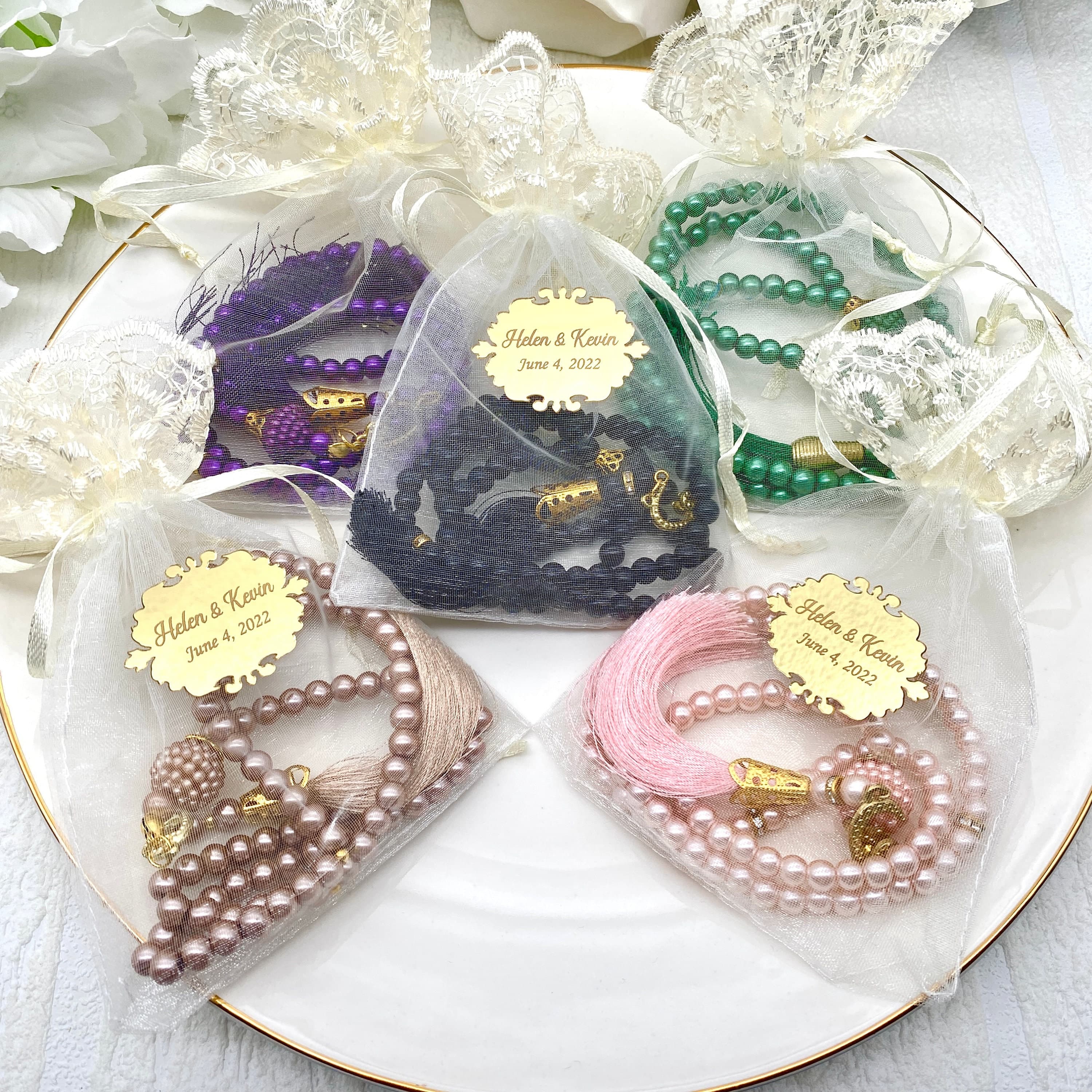 Personalized Pearl Tasbih: Islamic Wedding Favor, Hajj Gift