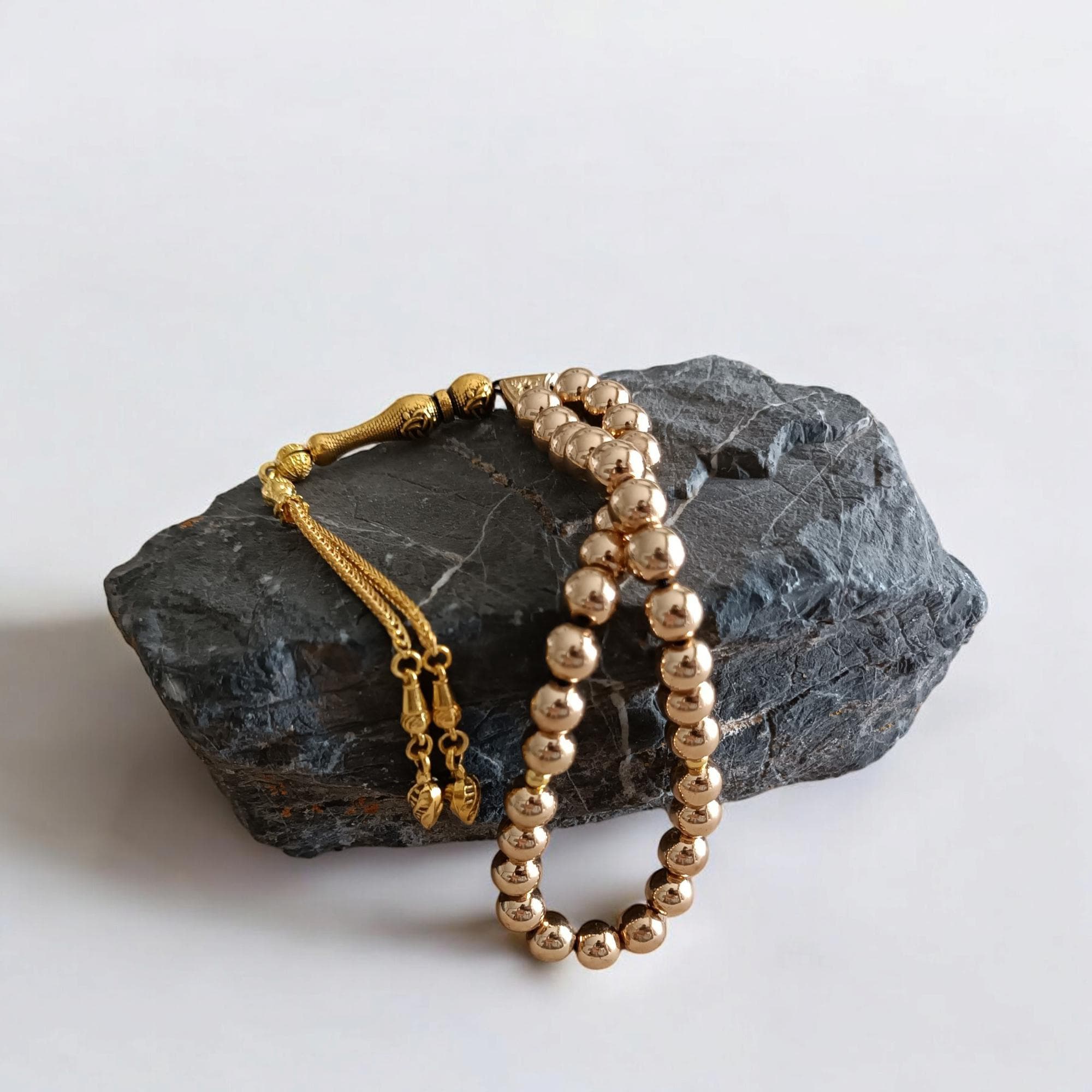 Gold Color Tasbih, Hematite Tasbeeh, Gemstone Masbaha, Tasbih 33, Prayer Beads Islam, Muslim Gift, Hematite Sabha, Gemstone Tasbeeh Gift - image 5