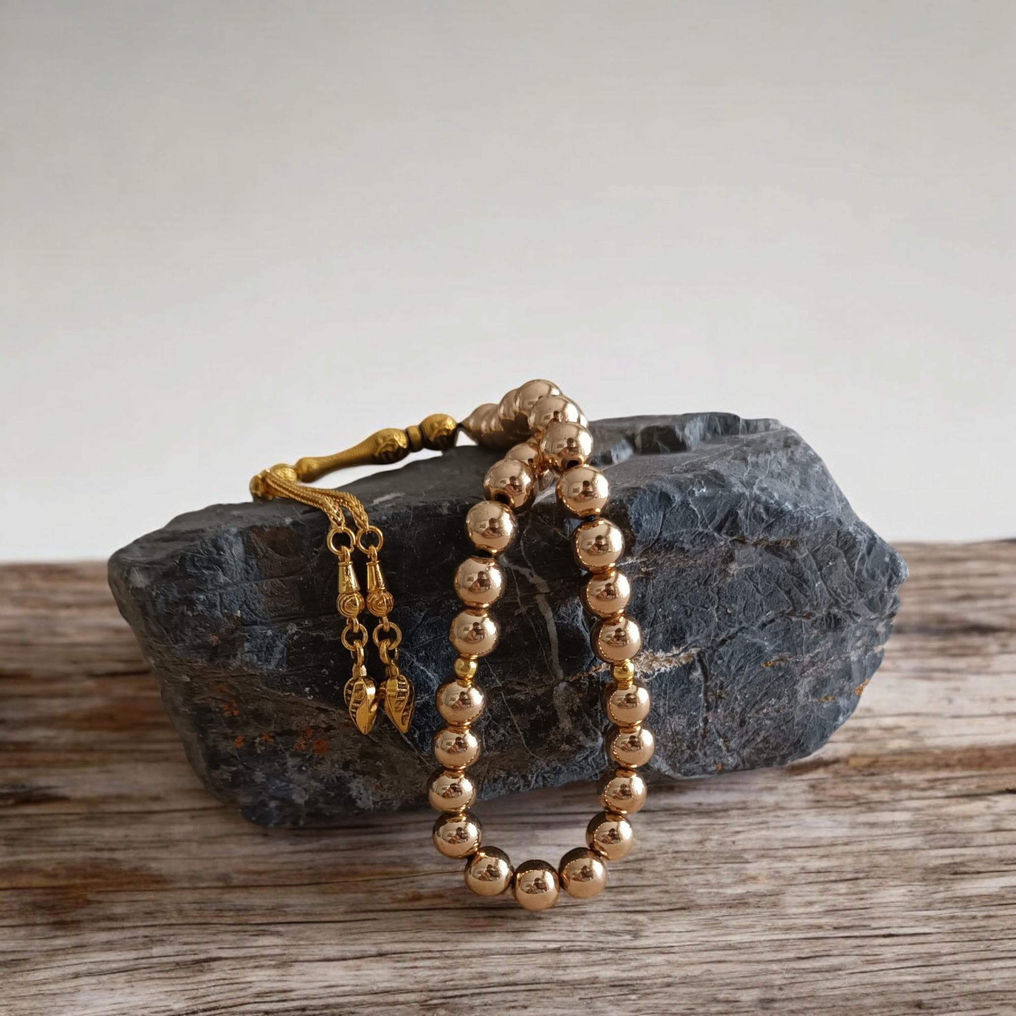 Gold Color Tasbih, Hematite Tasbeeh, Gemstone Masbaha, Tasbih 33, Prayer Beads Islam, Muslim Gift, Hematite Sabha, Gemstone Tasbeeh Gift