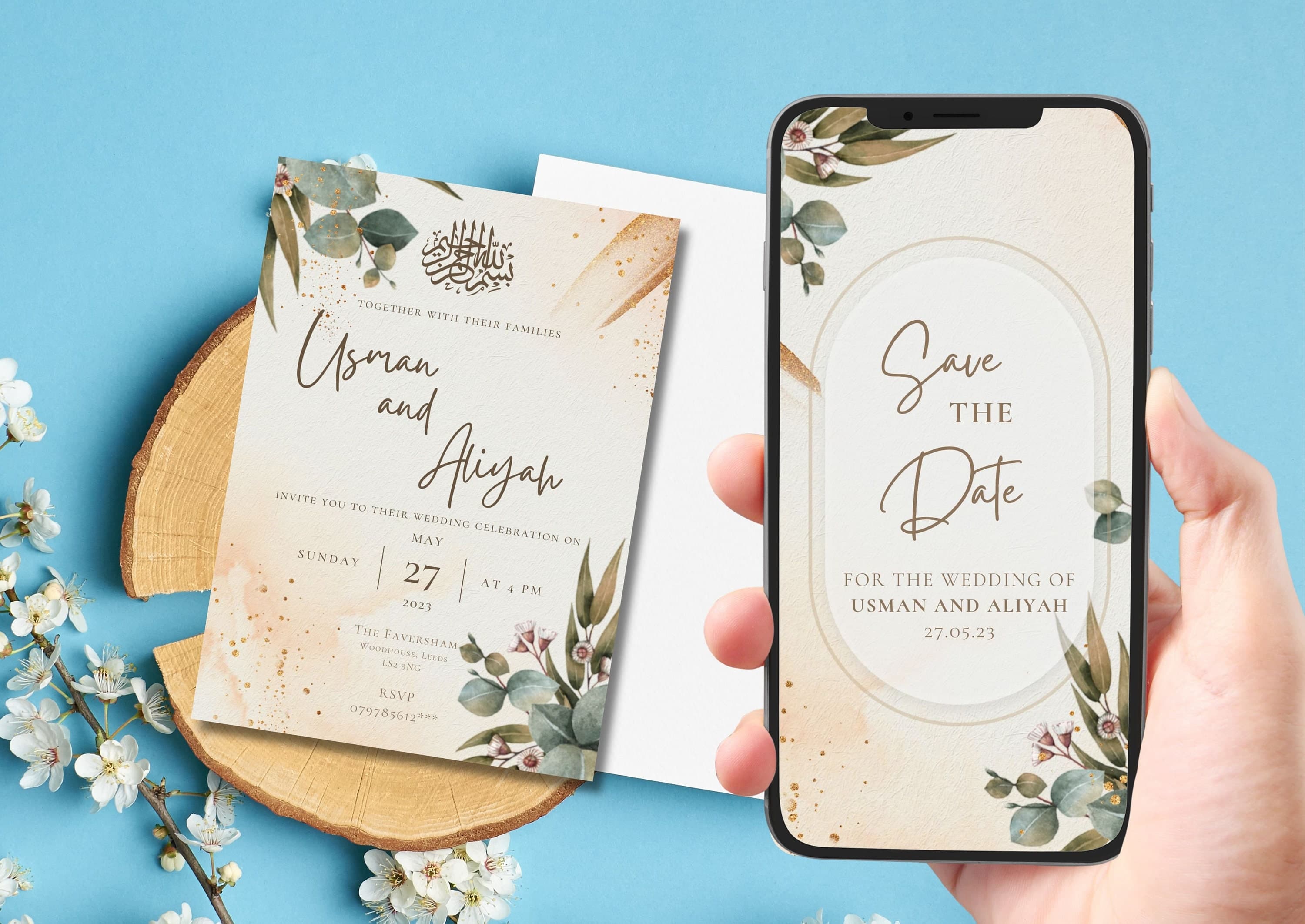 Muslim Wedding Invitation, Animated Wedding invite Video Template, Wedding card Video Invites Canva, einvite, Electronic Wedding Invitation