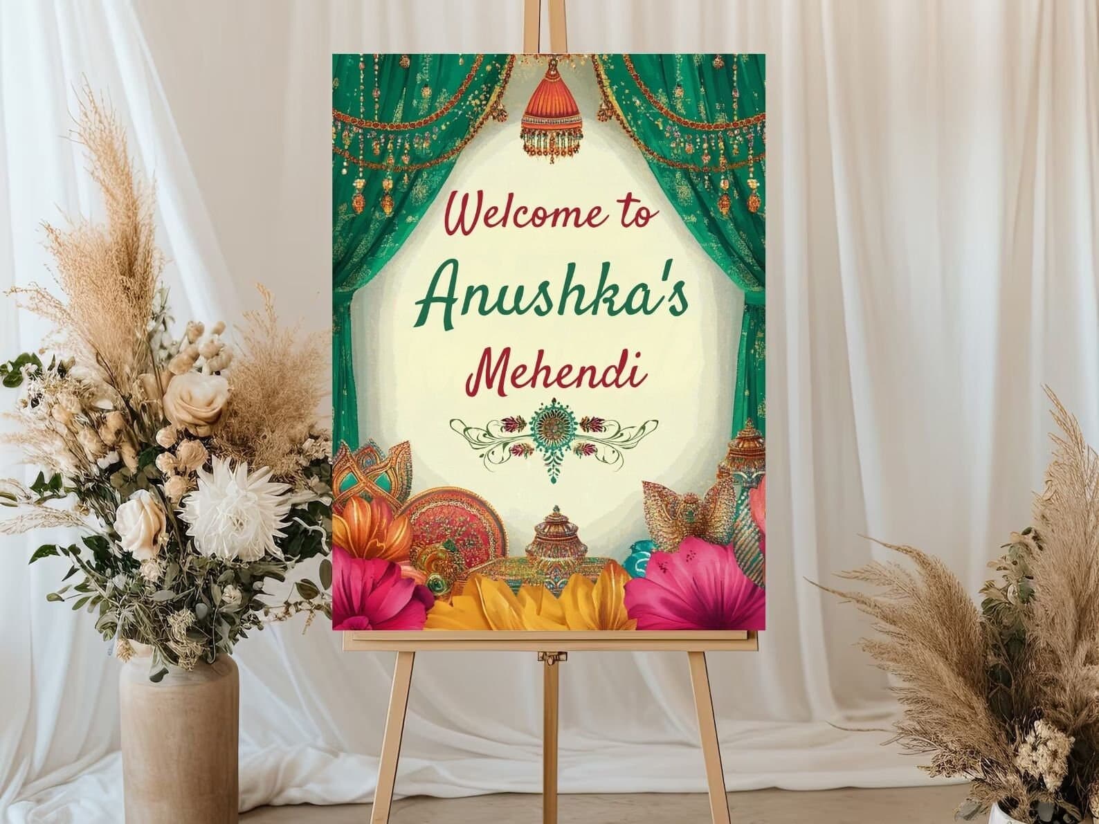 Dholki Welcome Sign, A1, A2, A3, A4, Pakistani Wedding, Mehndi Night, Muslim Dholak Welcome Sign, Colorful Dholki Sign, Mehendi Welcome Sign