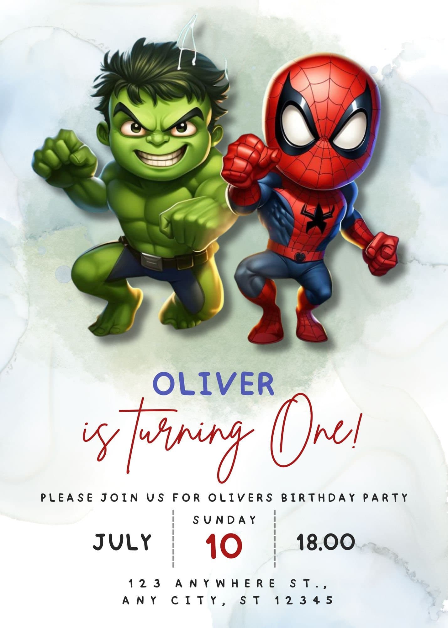 Superhero Birthday Invitation Template, Digital Kids Party, Hulk Spiderman invitation, Editable Birthday Party Invitation, Party invite - image 5