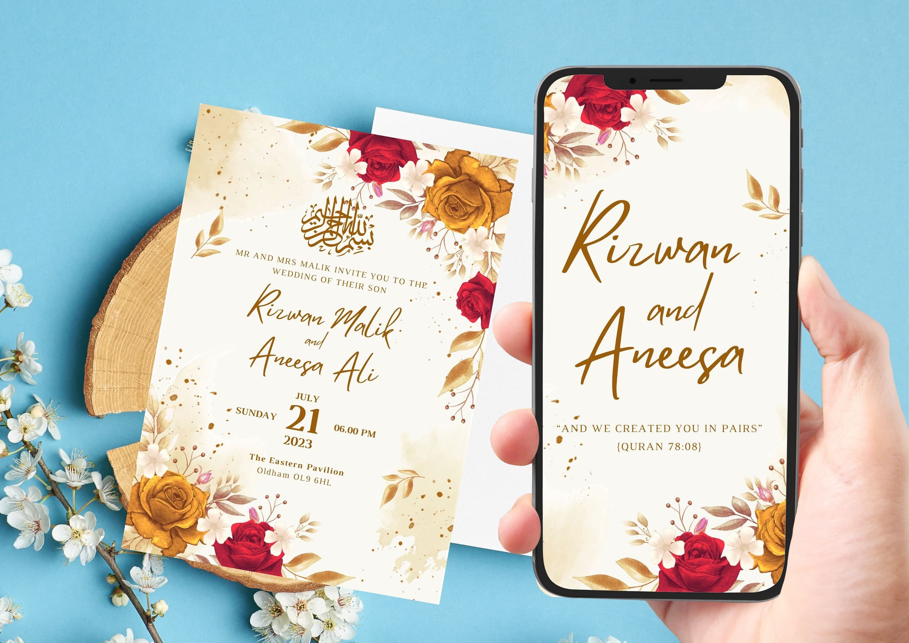 Editable Digital Muslim Wedding Invitation Template Nikkah Walimah Shaadi Baraat, Animated Wedding Invitation, Wedding Invite, einvite