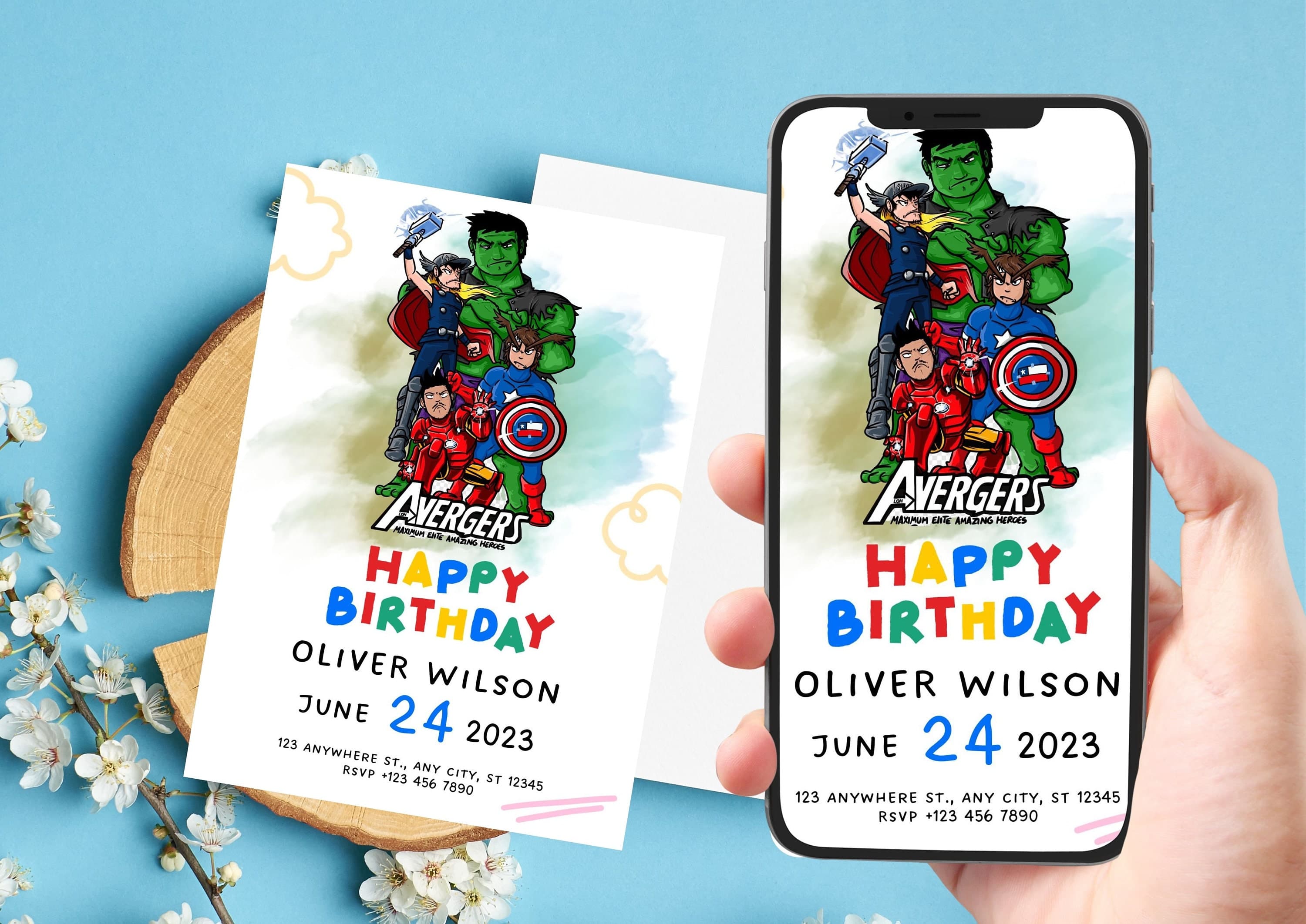Avengers Birthday Invitation Template, Digital Kids Party Template, Avengers invitation, Editable Birthday Party Invitation, Party invite