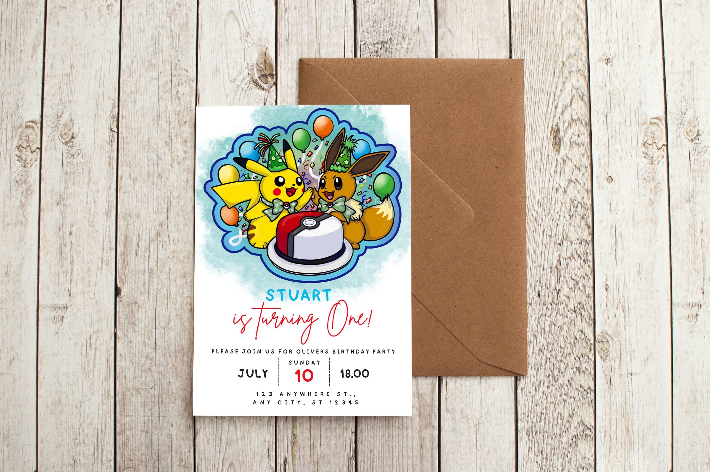 Pokemon Birthday Invitation, Digital Kids Birthday invite, Birthday invitation, Pikachu invite, Pokemon invite, Kids Party Invite - image 4
