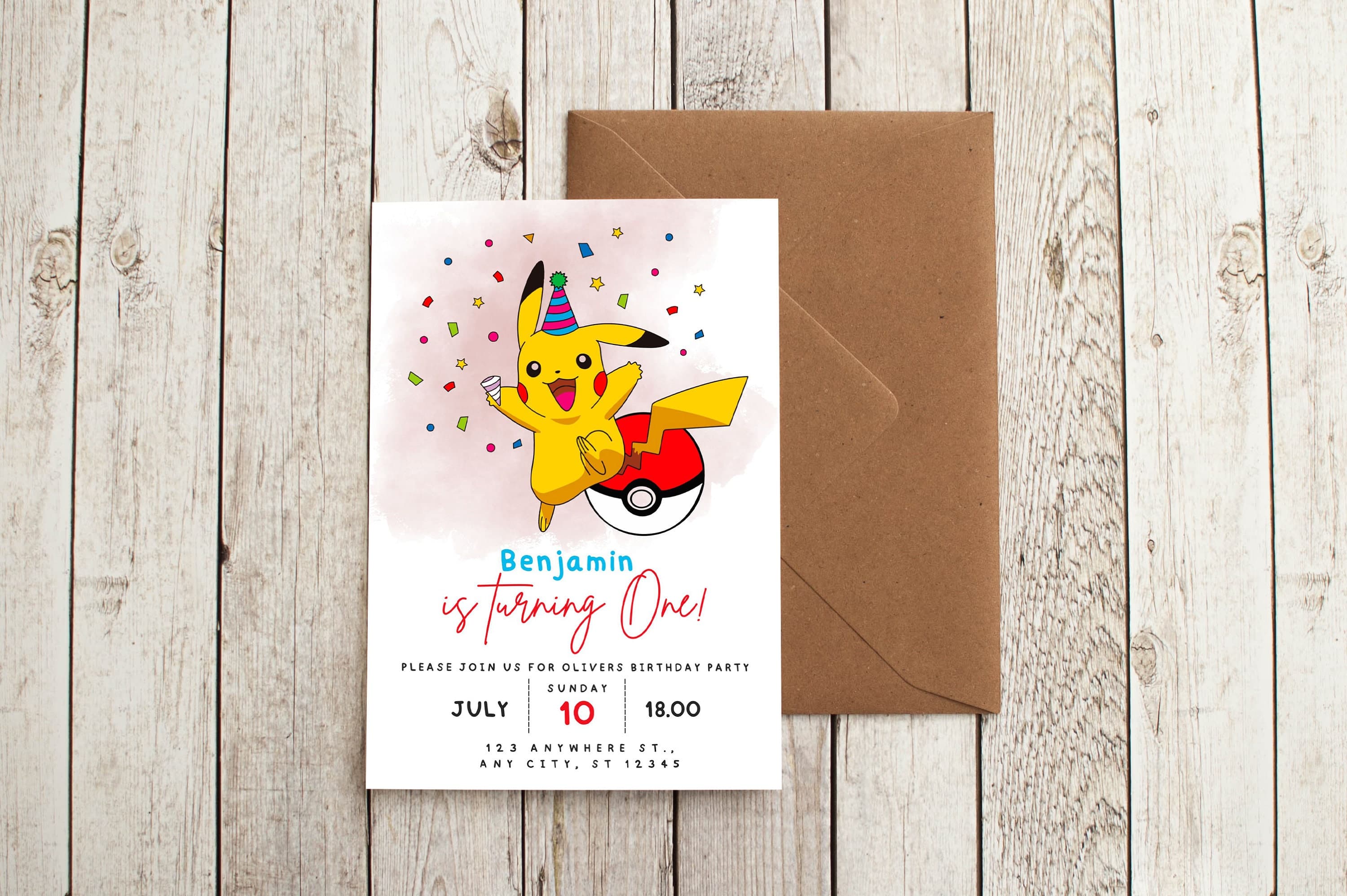 Pikachu Birthday Invitation, Digital Kids Birthday invite, Birthday invitation, Pikachu invite, Pokemon invite, Kids Party Invite - image 3