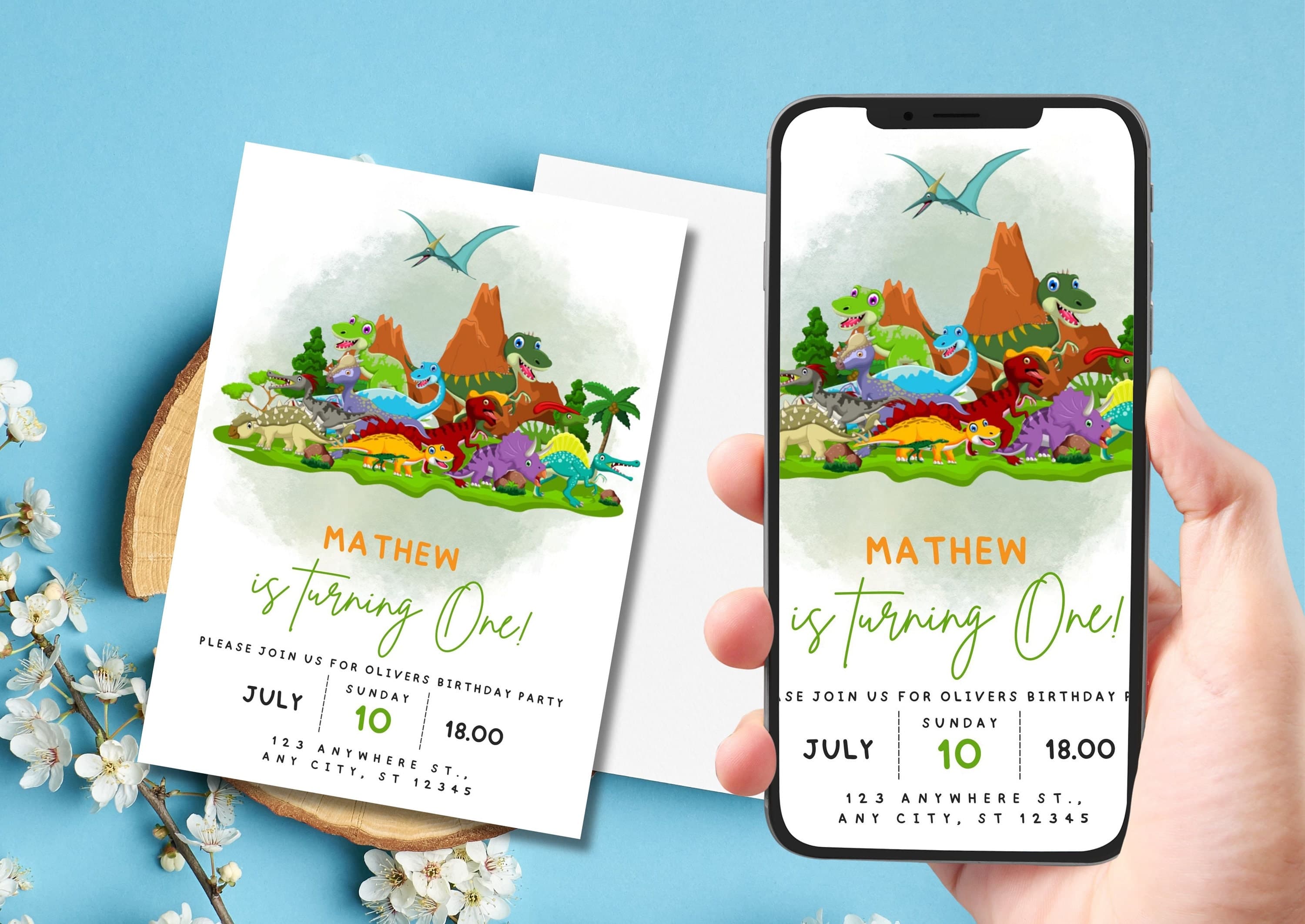 Editable Dinosaur Birthday Invitation, Digital Kids Birthday invite, Dinosaur Birthday invitation, Birthday Party Invitation, Dinosaur card