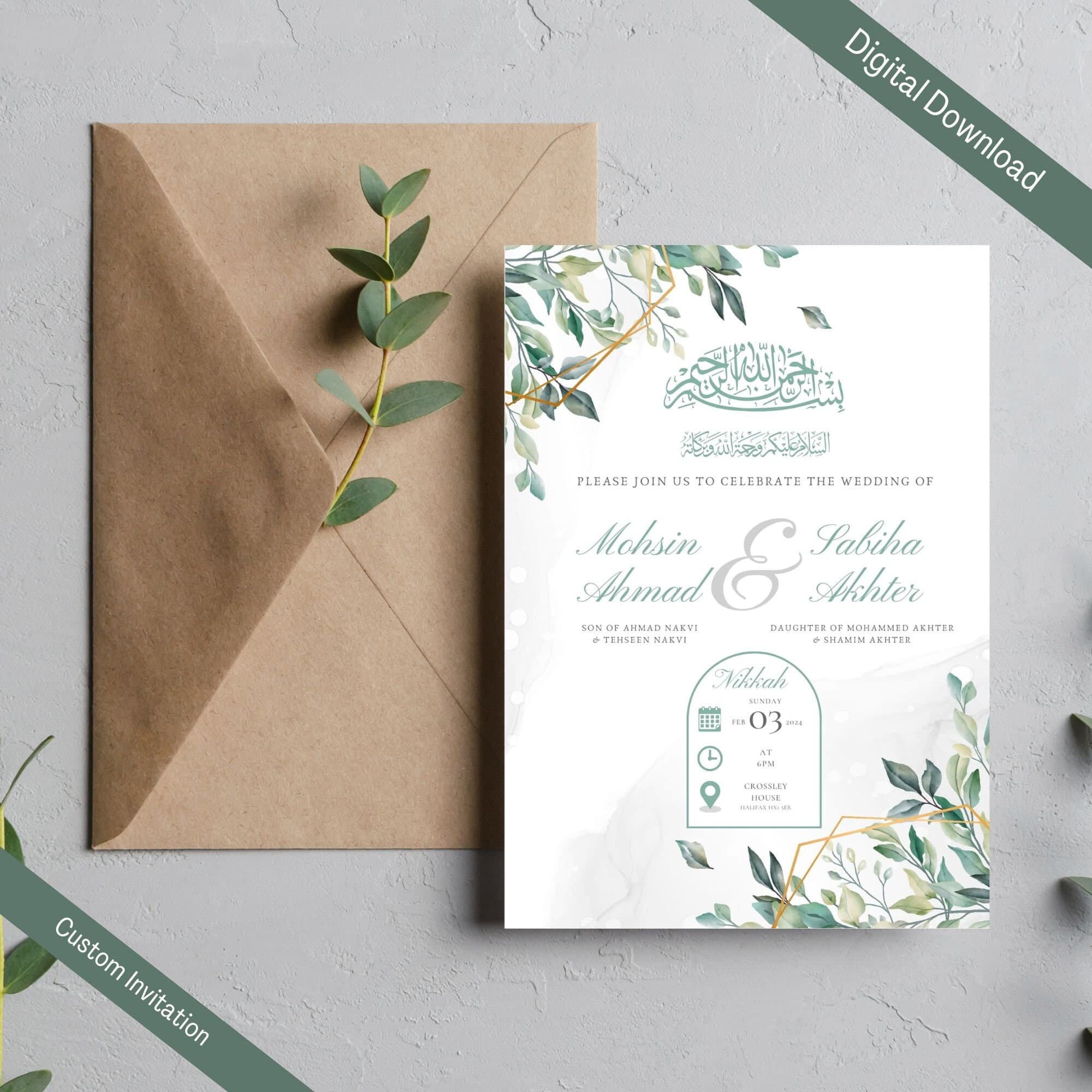 Digital Muslim Wedding Invitation Template, Electronic Botanic Leaves Nikkah Invitation, Nikkah Walimah Shaadi, Animated Wedding Invite - image 3