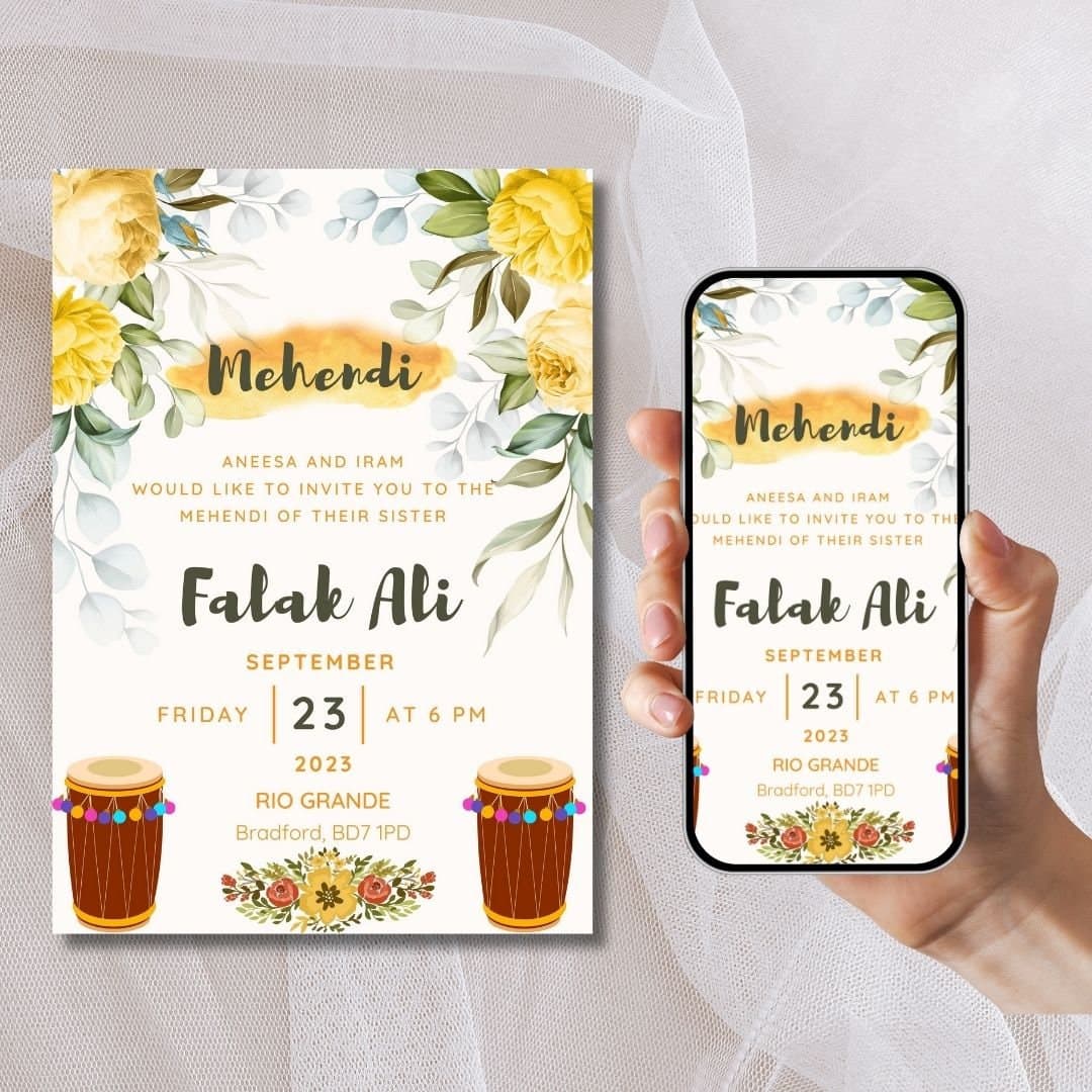 Muslim Wedding Invitation Editable Set of 3 invites, Traditional Nikkah Walimah Mehndi Baraat Invitation, Animated Islamic wedding invites - image 5
