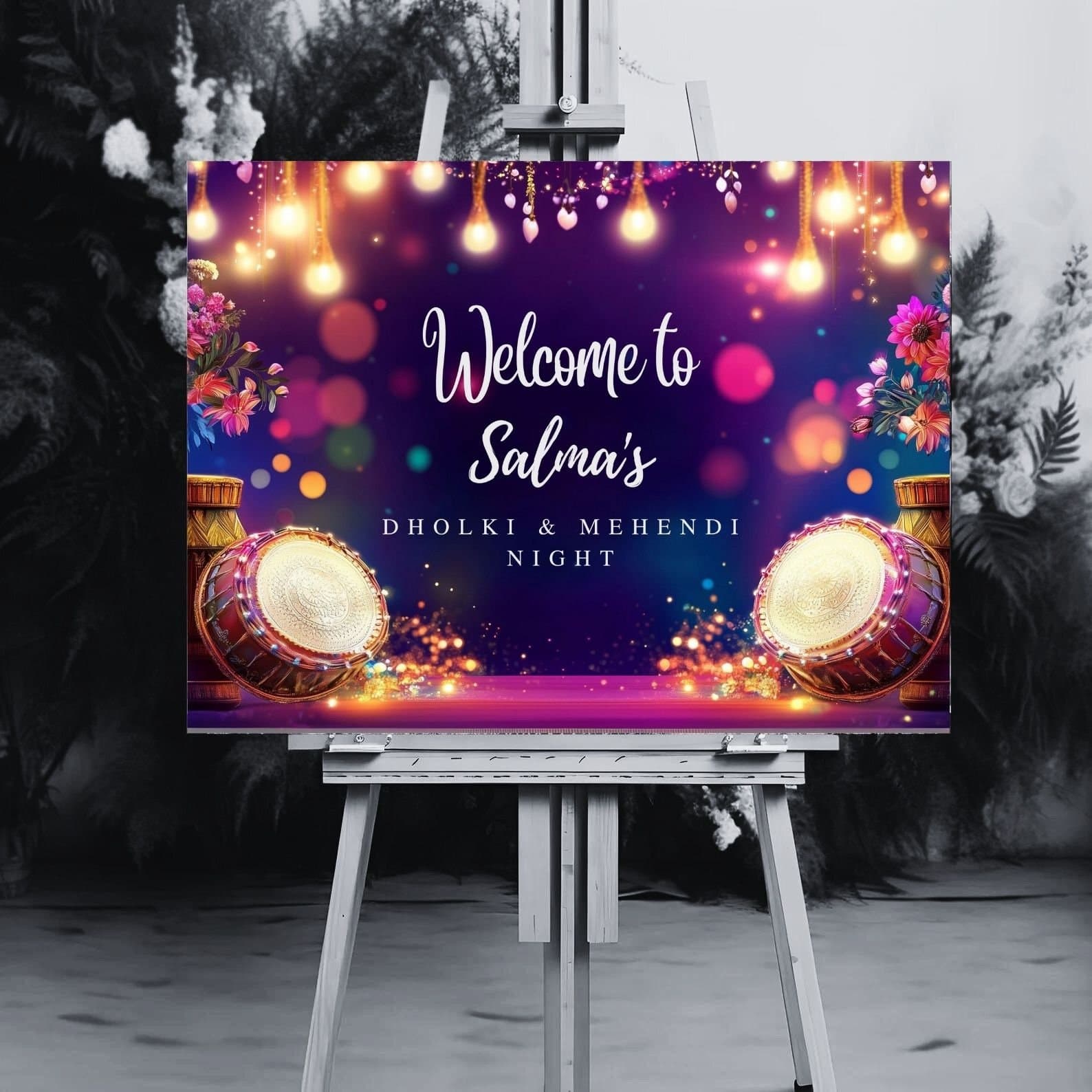 Dholki Welcome Sign, A1, A2, A3, A4, Pakistani Wedding, Mehndi Night, Muslim Dholak Welcome Sign, Colorful Dholki Sign, Mehendi Welcome Sign