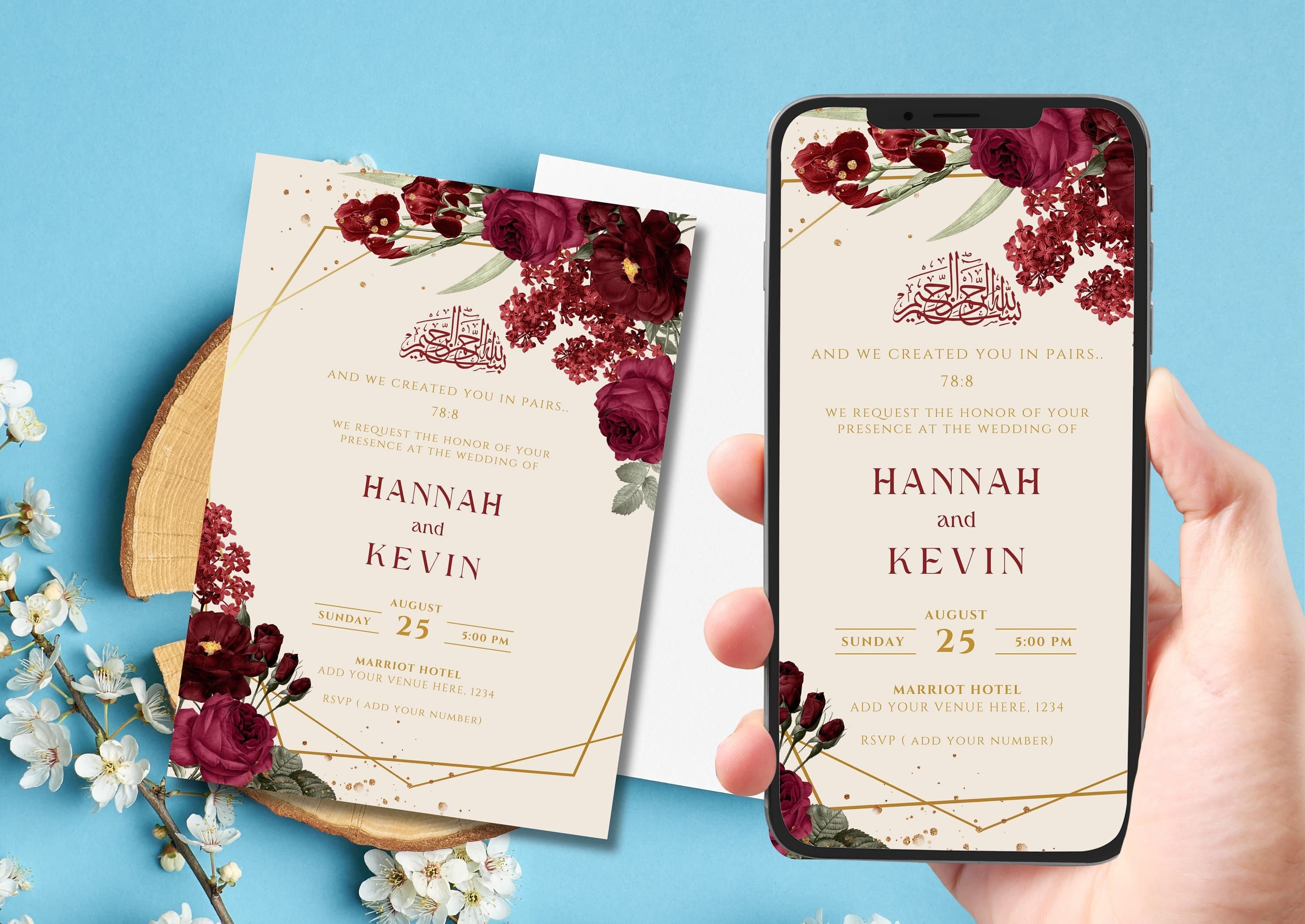 Editable Digital Muslim Wedding Invitation Template Nikkah Shaadi Baraat, Animated Wedding Invitation, islamic Wedding Invite, einvite
