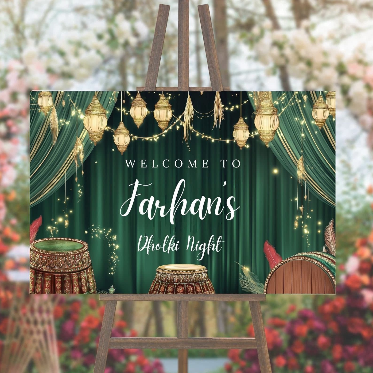 Dholki Welcome Sign, A1, A2, A3, A4, Pakistani Wedding, Dholak Night, Muslim Dholak Welcome Sign, Colourful Dholki Sign, Mehndi Welcome Sign - image 5