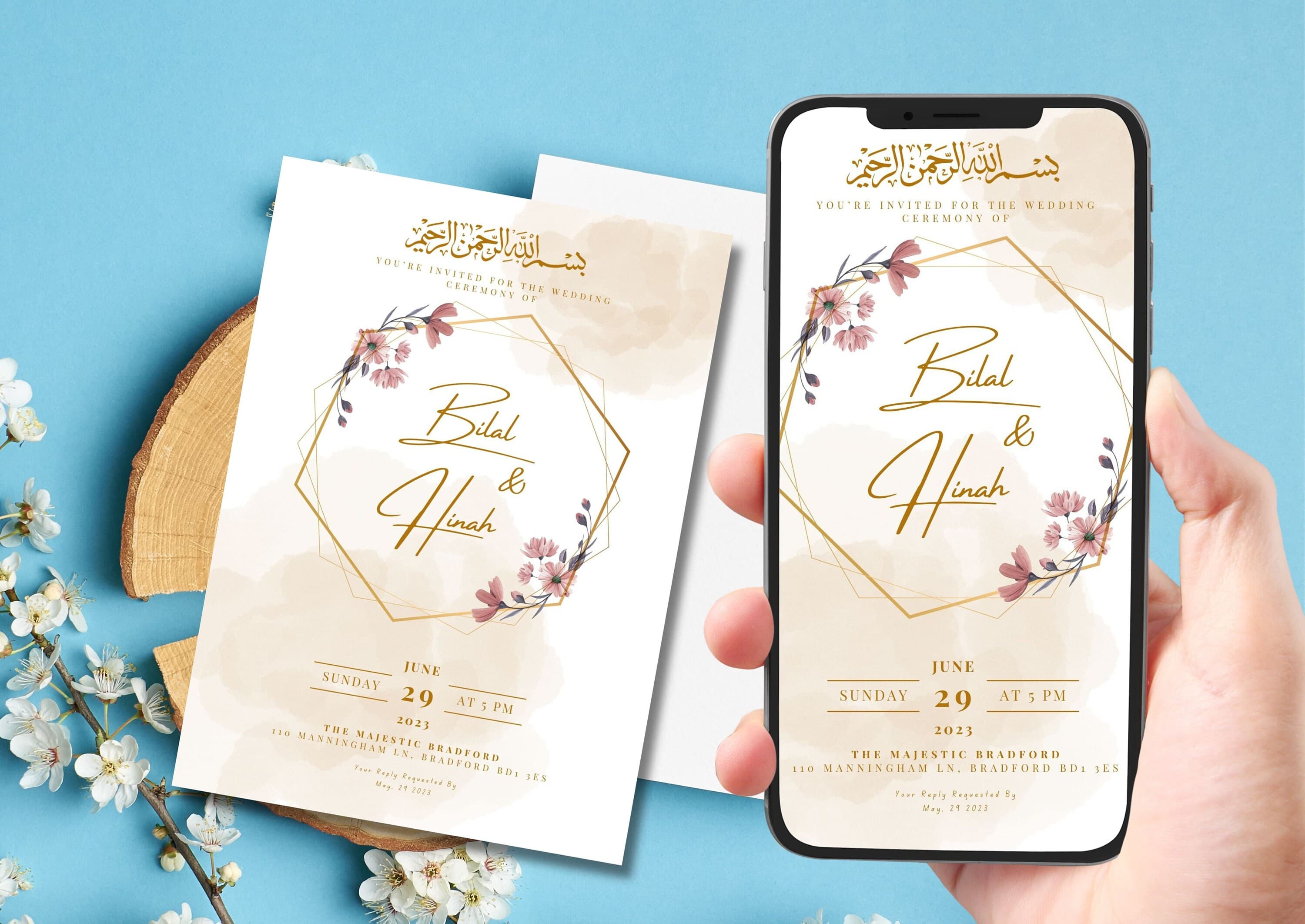Editable Digital Muslim Wedding Invitation Template Nikkah Walimah Shaadi Baraat, Animated Wedding Invitation, Wedding Invite, einvite