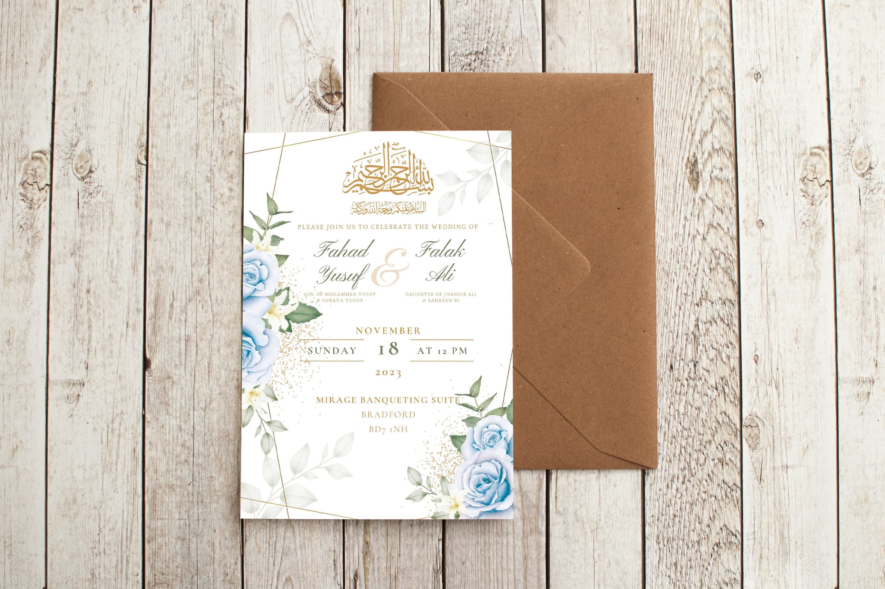 Digital Muslim Wedding Invitation Template, Electronic Navy Floral Blue Nikkah Invitation, Nikkah Walimah Shaadi, Animated Wedding Invite - image 4