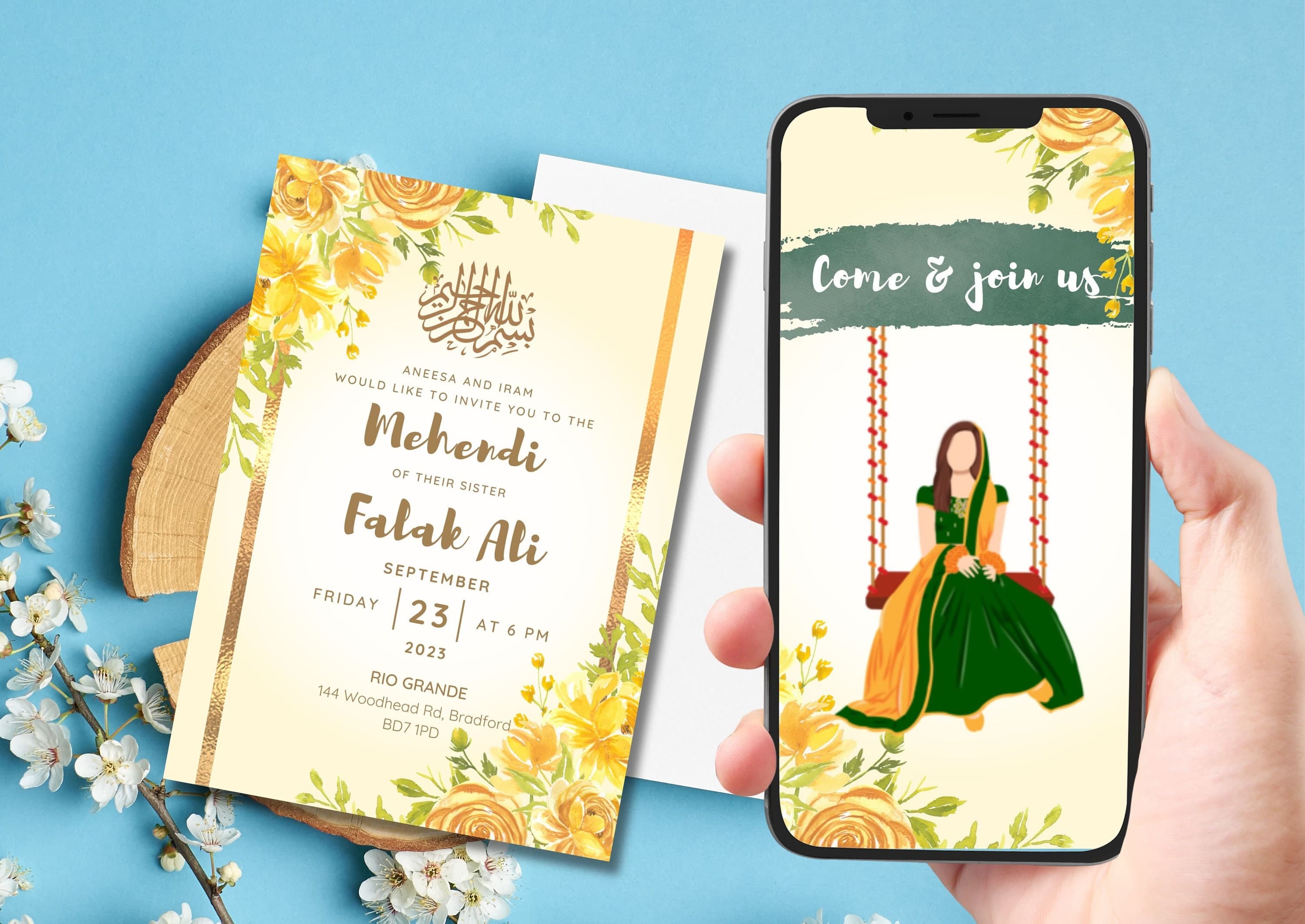 Henna Party invites Mehndi Invites, Mendhi Night invites & Digital Mehndi invites, Mehndi invitations, Mehndi invitations as Mendhi invites