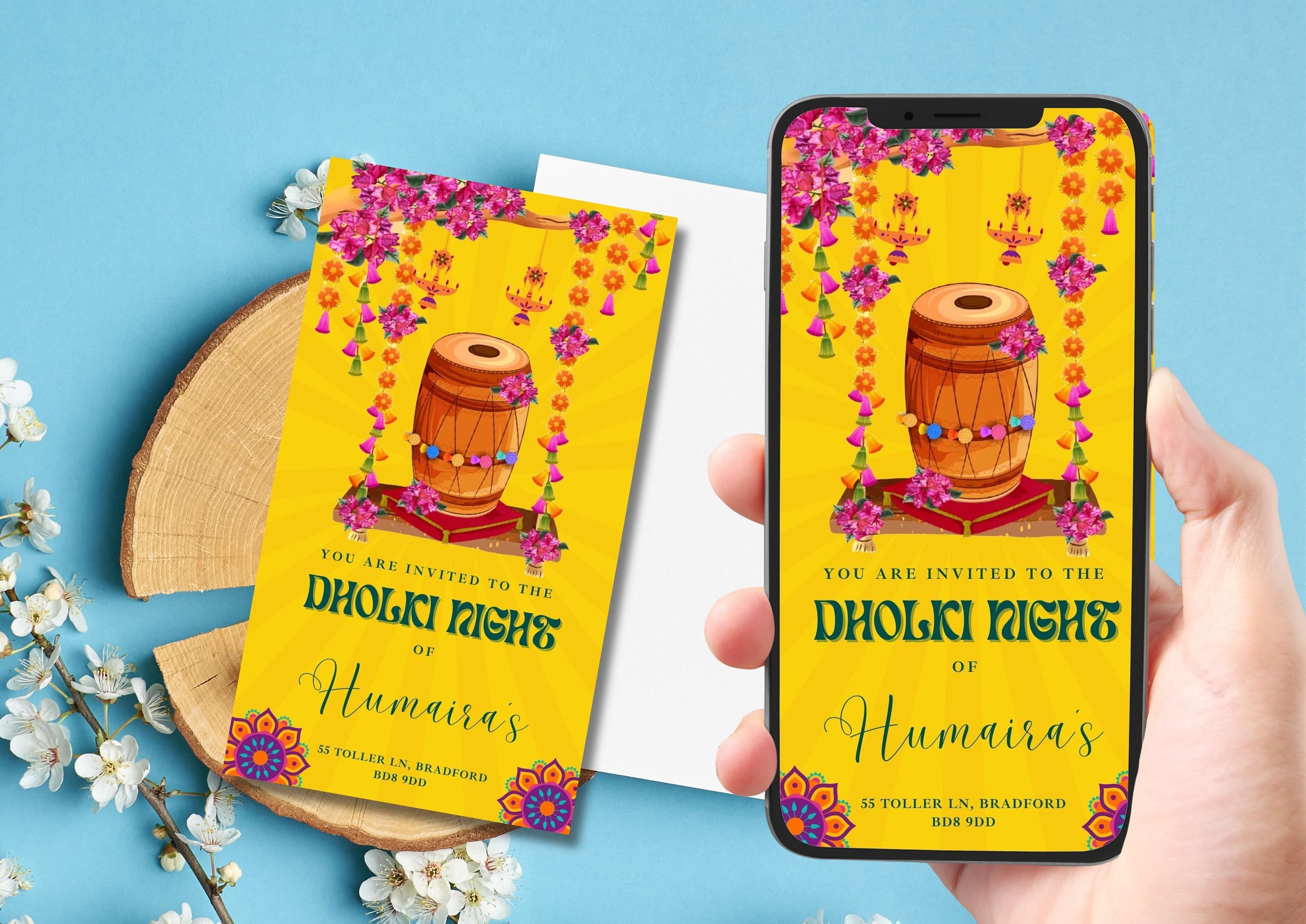 Dholki invite, Dholki invitations, Mehndi Night invites & Mehndi invite, Mehendi invitations, Wedding invitation, Muslim wedding invite
