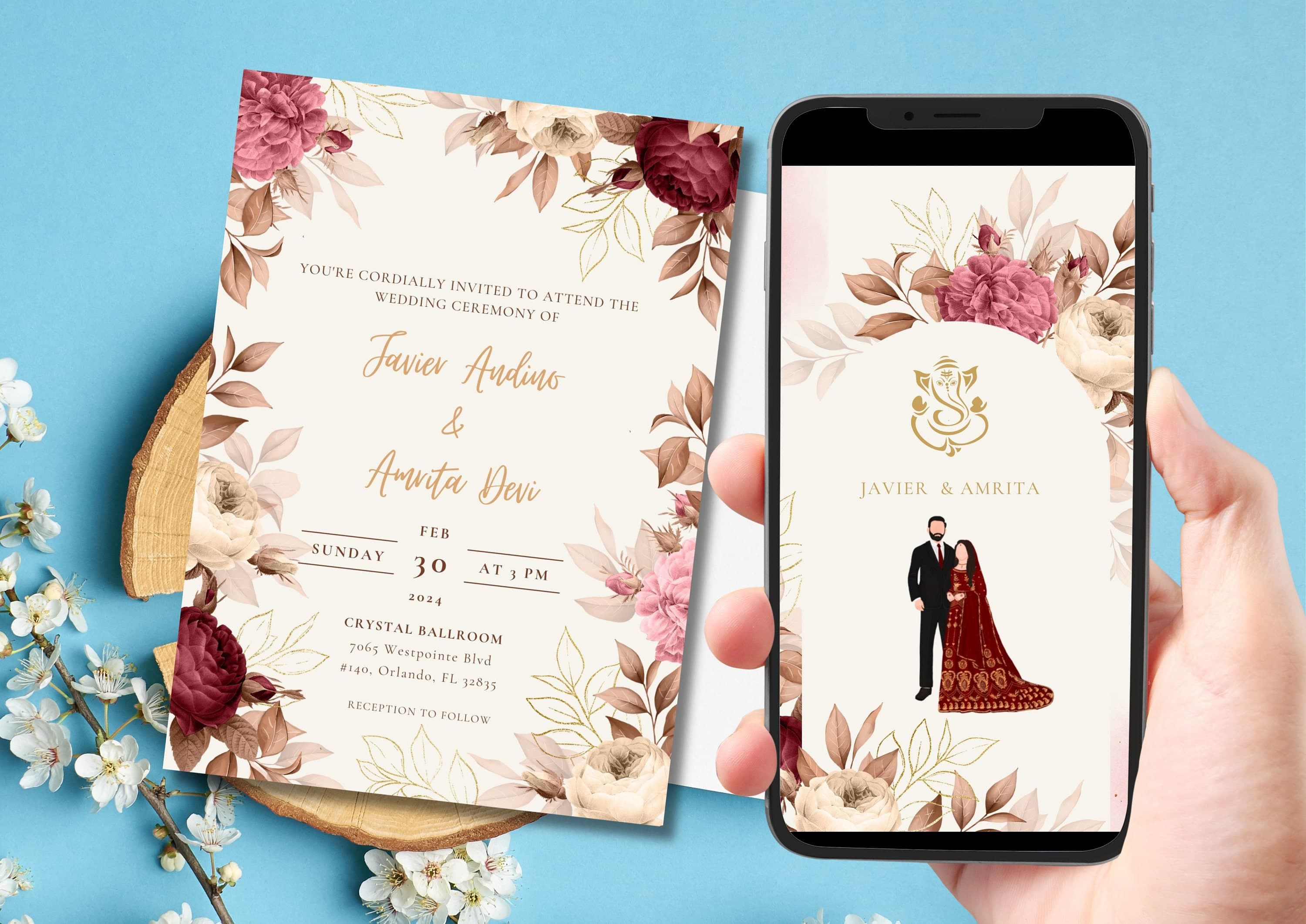 Indian Hindu Wedding Invitation, Hindu Wedding Invite, Indian Wedding Favour, Indian Wedding Card, Animated Indian Wedding Template Canva