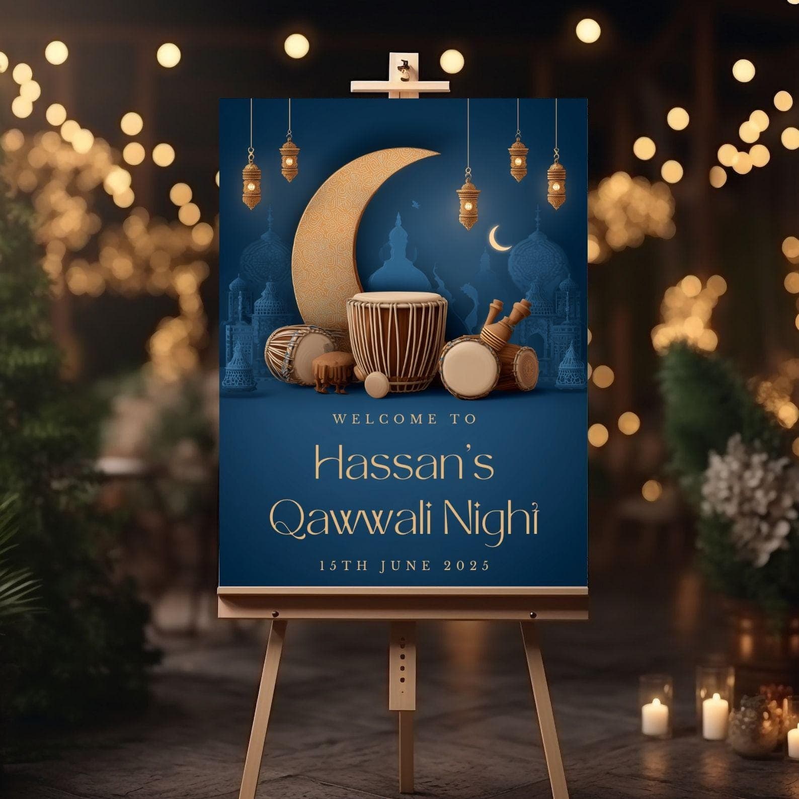 Qawwali Night Welcome Sign, A1, A2, A3, A4, Custom Qawwali Event, Qawwali Party Invitation, Qawaali Poster,Sufi Night Decor,Desi Music Night - image 5
